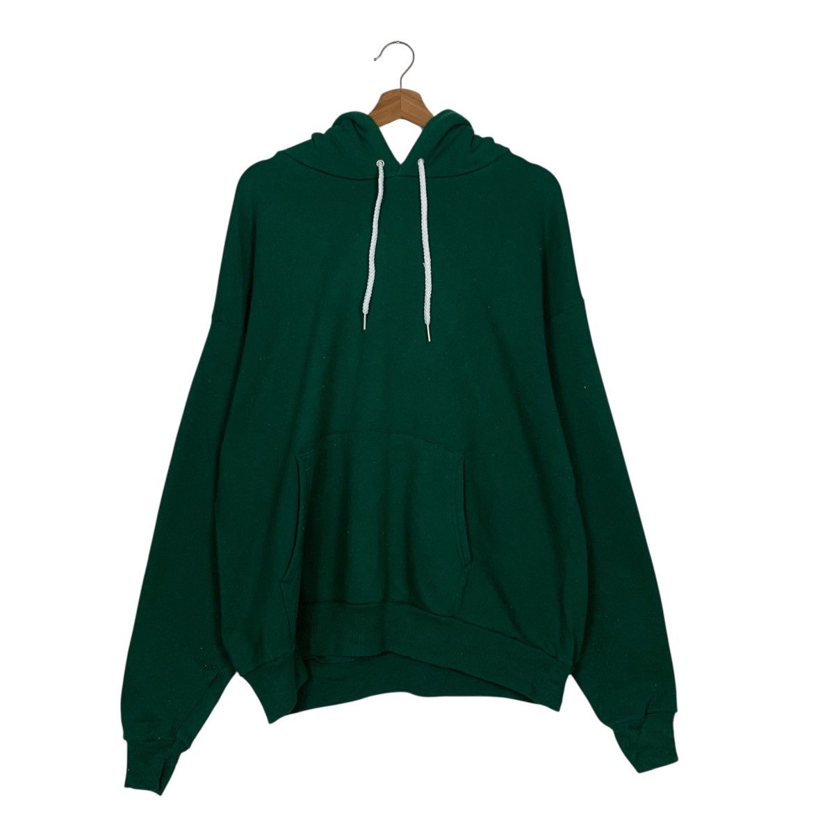 Vintage 90’s HANES Made in Usa Green Plain Hoodies #3556-C162 Size US XL / EU 56 / 4 - 7 Thumbnail