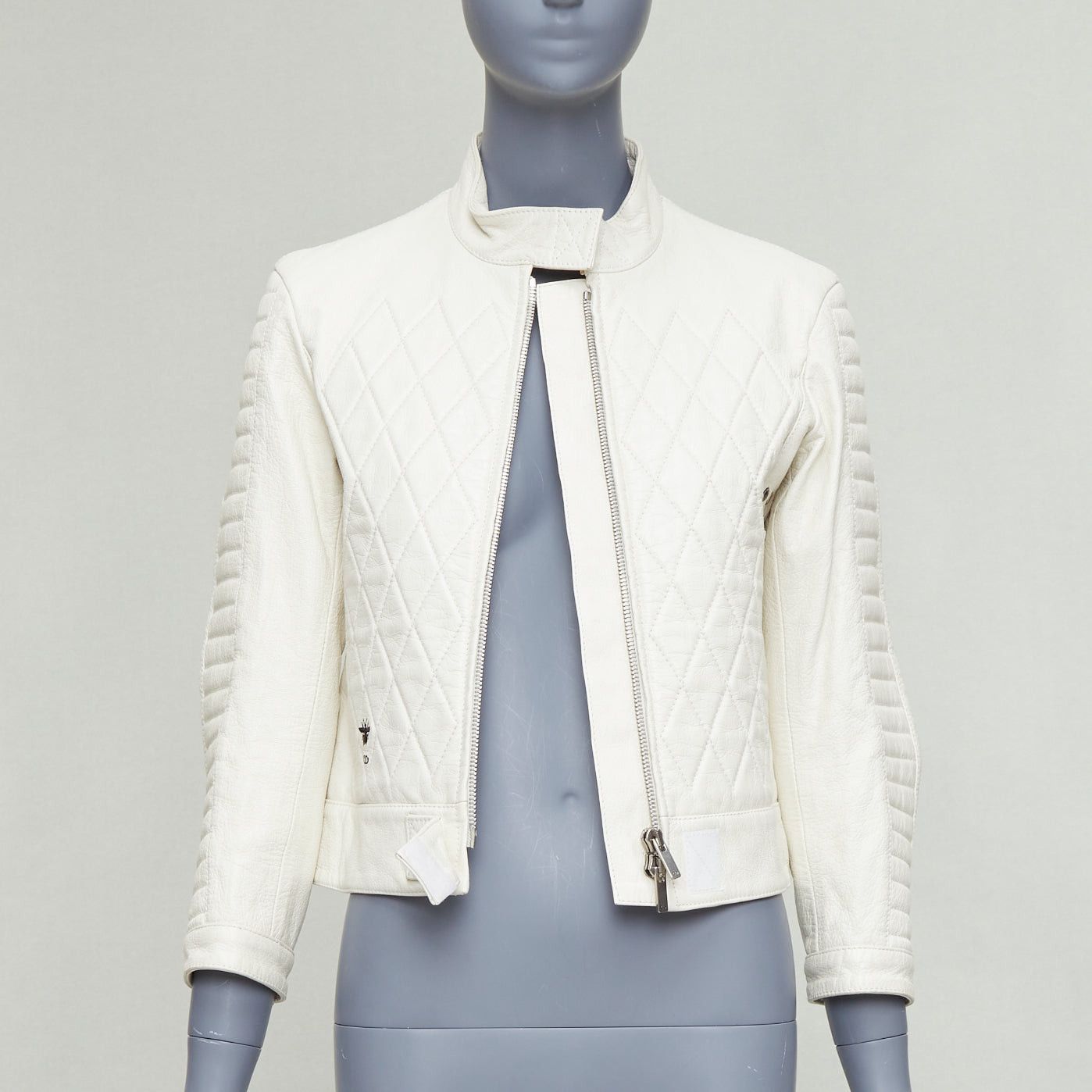 Dior DIOR Runway cream goat leather CD bee quilted biker jacket FR38 M Size M / US 6-8 / IT 42-44 - 1 Thumbnail