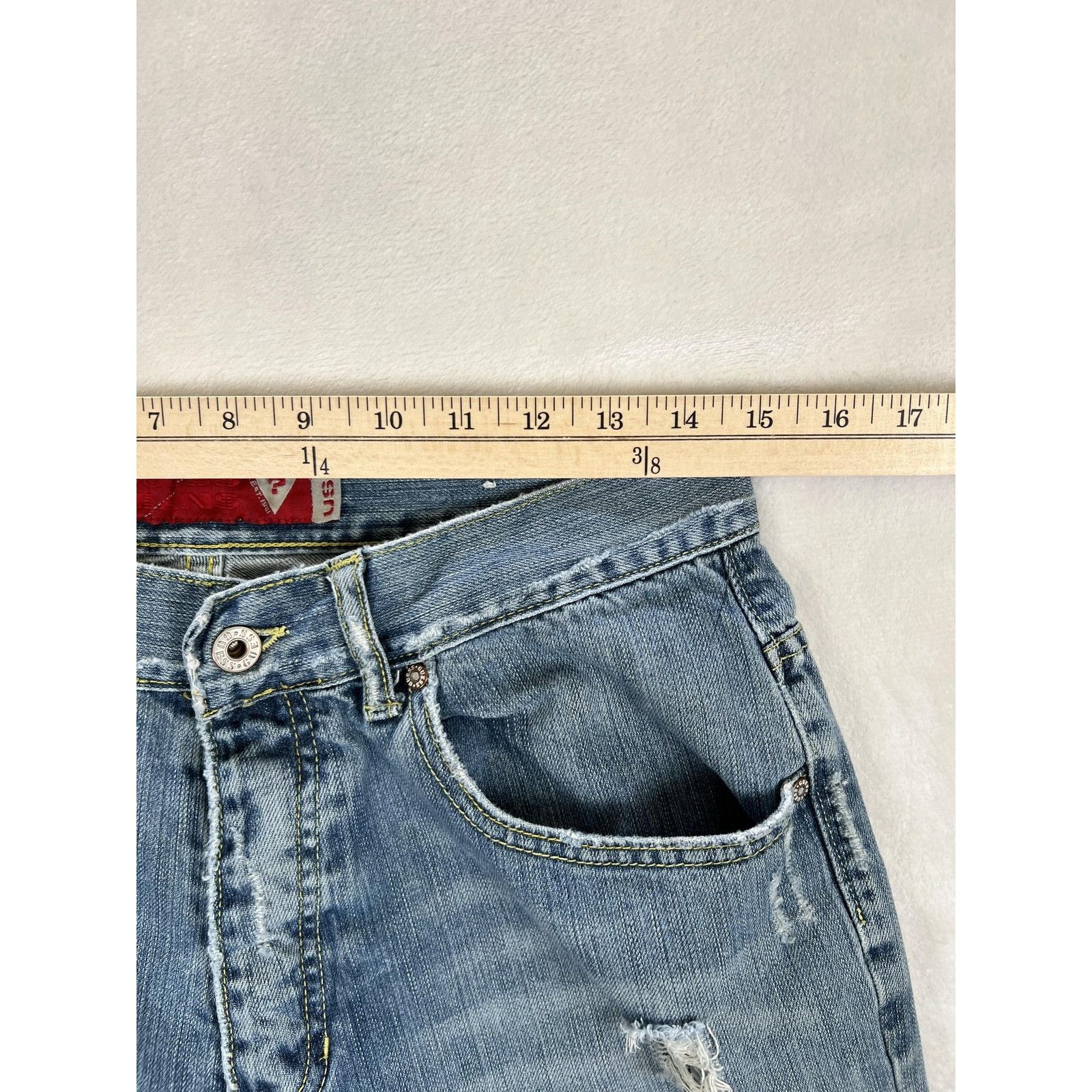 Guess Guess Jeans Mens 30 Blue Distressed Straight Leg Denim Vinta Size US 30 / EU 46 - 4 Thumbnail
