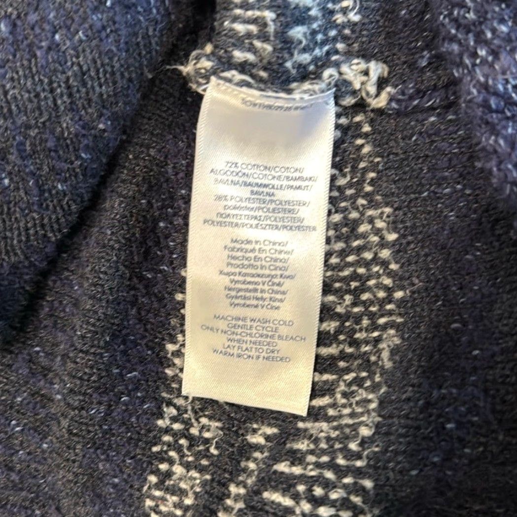 Chaps CHAPS Woven Duster Cardigan Jacket Striped Navy Blue Gray 2X Toggle Buttons Coat Plus Women 2XL Blue Cotton Blend 2Pockets Cozy Size XXL / US 16-18 / IT 52-54 - 7 Thumbnail