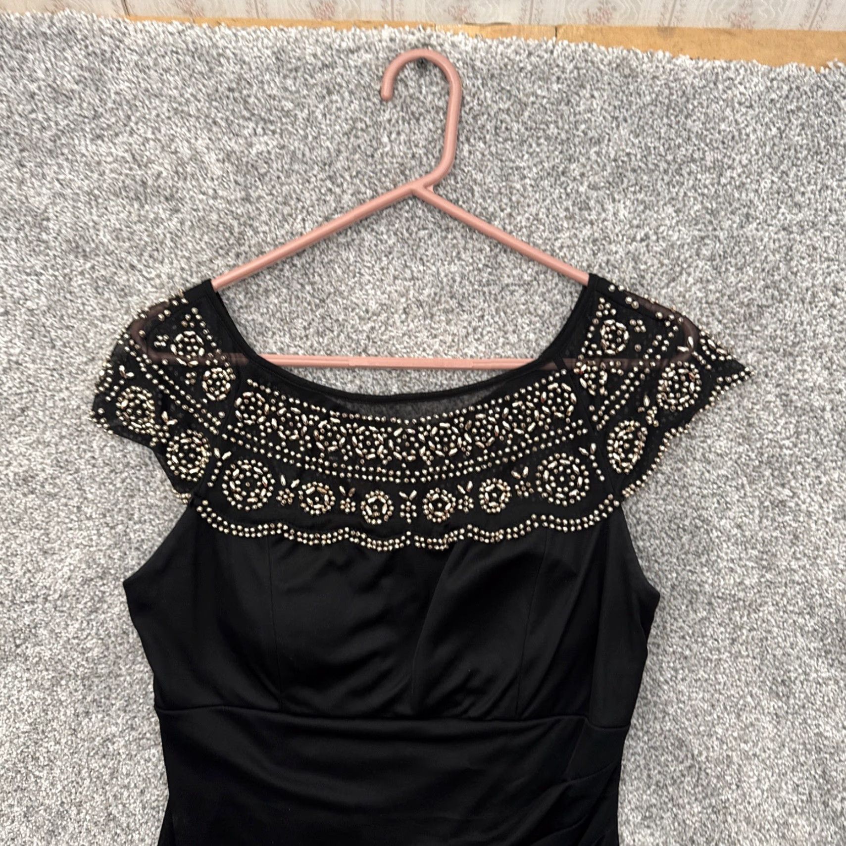 Vintage VINTAGE MSK Cocktail Dress Sz 10 Rhinestones LBD Elegant Glam Chic Date Night Party Midi Womens Size L / US 10 / IT 46 - 4 Thumbnail