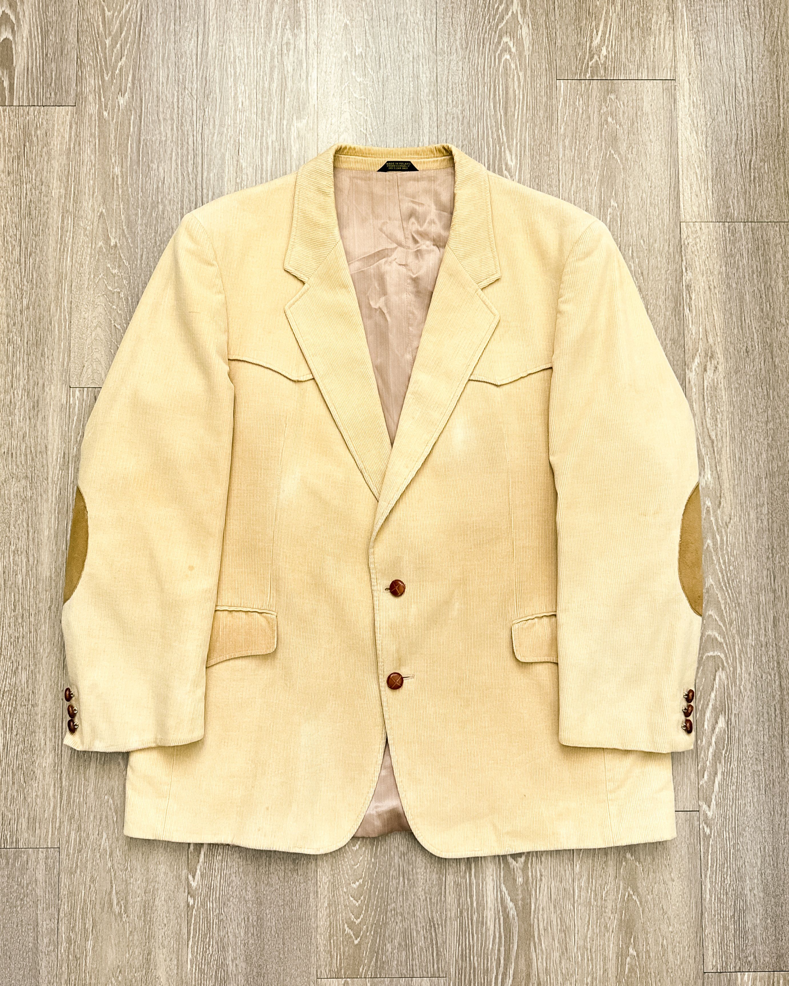 Vintage Vintage CCC Western Corduroy Blazer Beige 46L Elbow Patches Size 46L - 1 Thumbnail