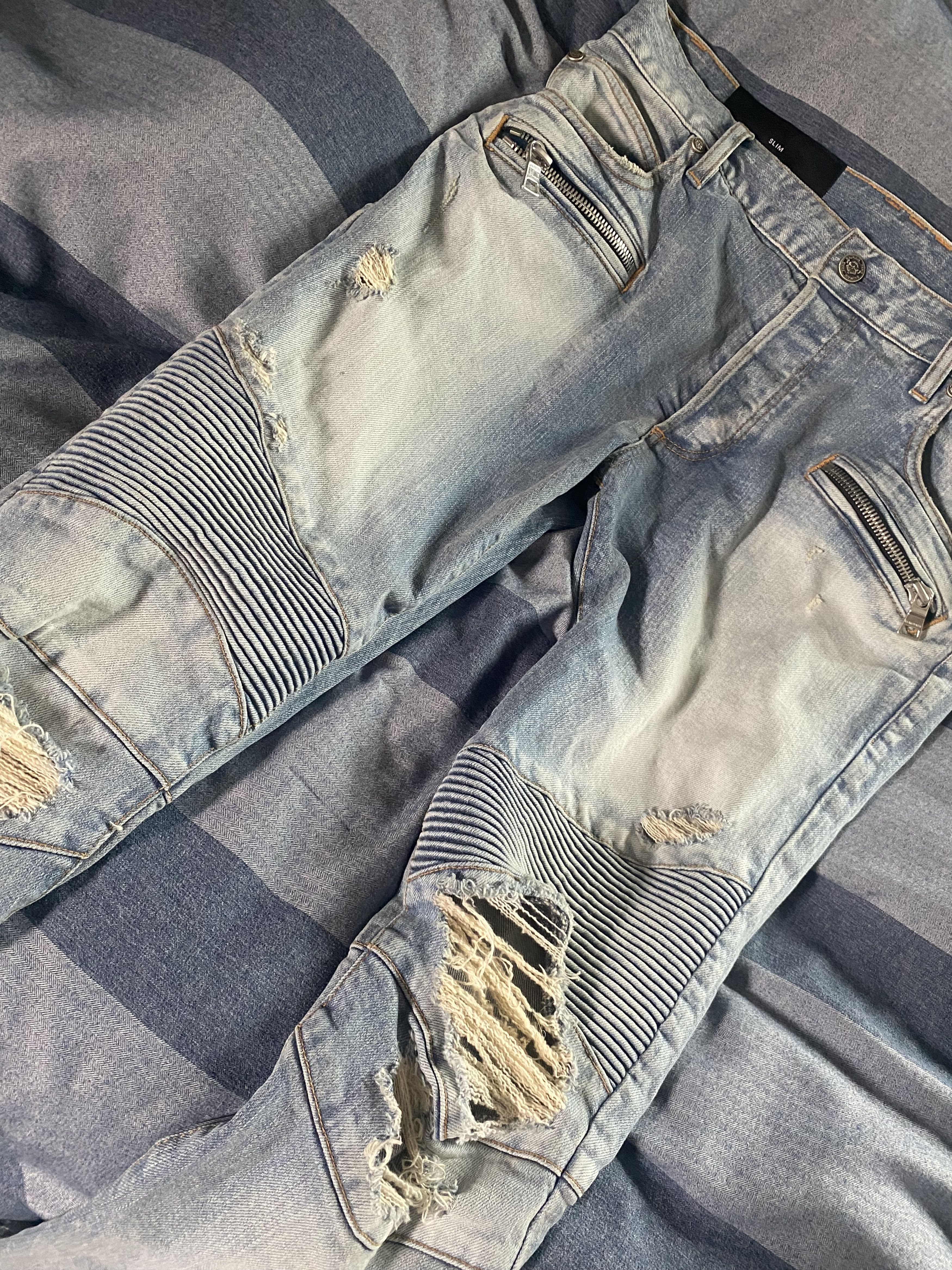 Image of Balmain Biker Jeans in Blue, Men's (Size 30)