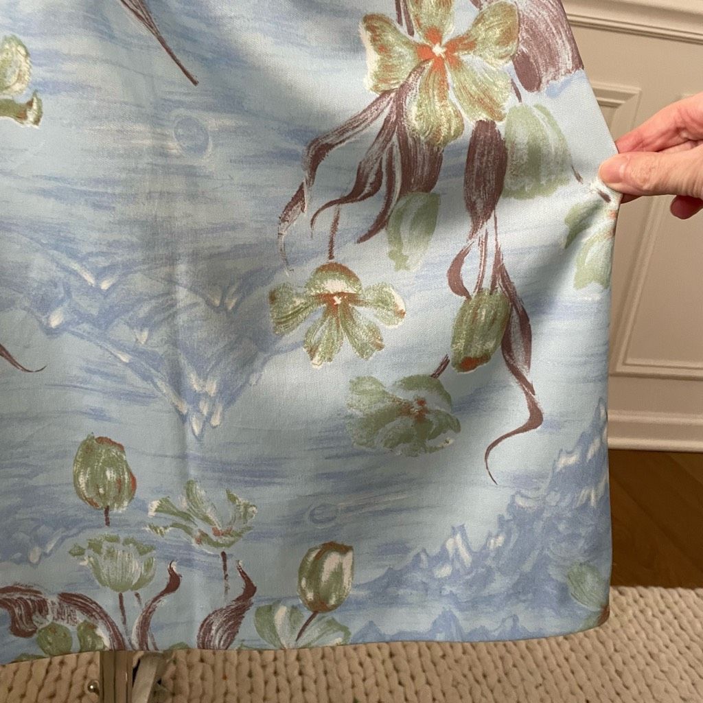 Vintage Vintage 70s Polyester A-line Skirt Blue Floral S Size 27" / US 4 / IT 40 - 3 Thumbnail
