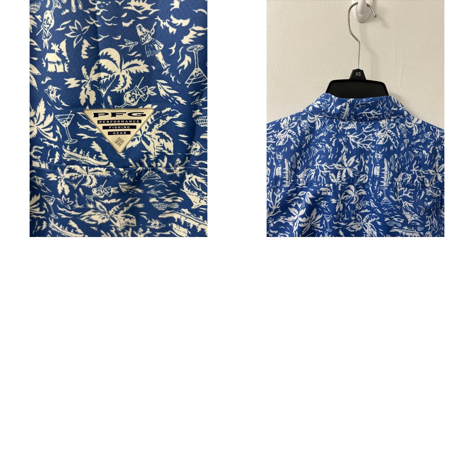 Vintage Columbia PFG Shirt Mens Sz Small Blue Hawaiian Button-Down Pocket Short Sleeve Shirt Size US S / EU 44-46 / 1 - 9 Thumbnail