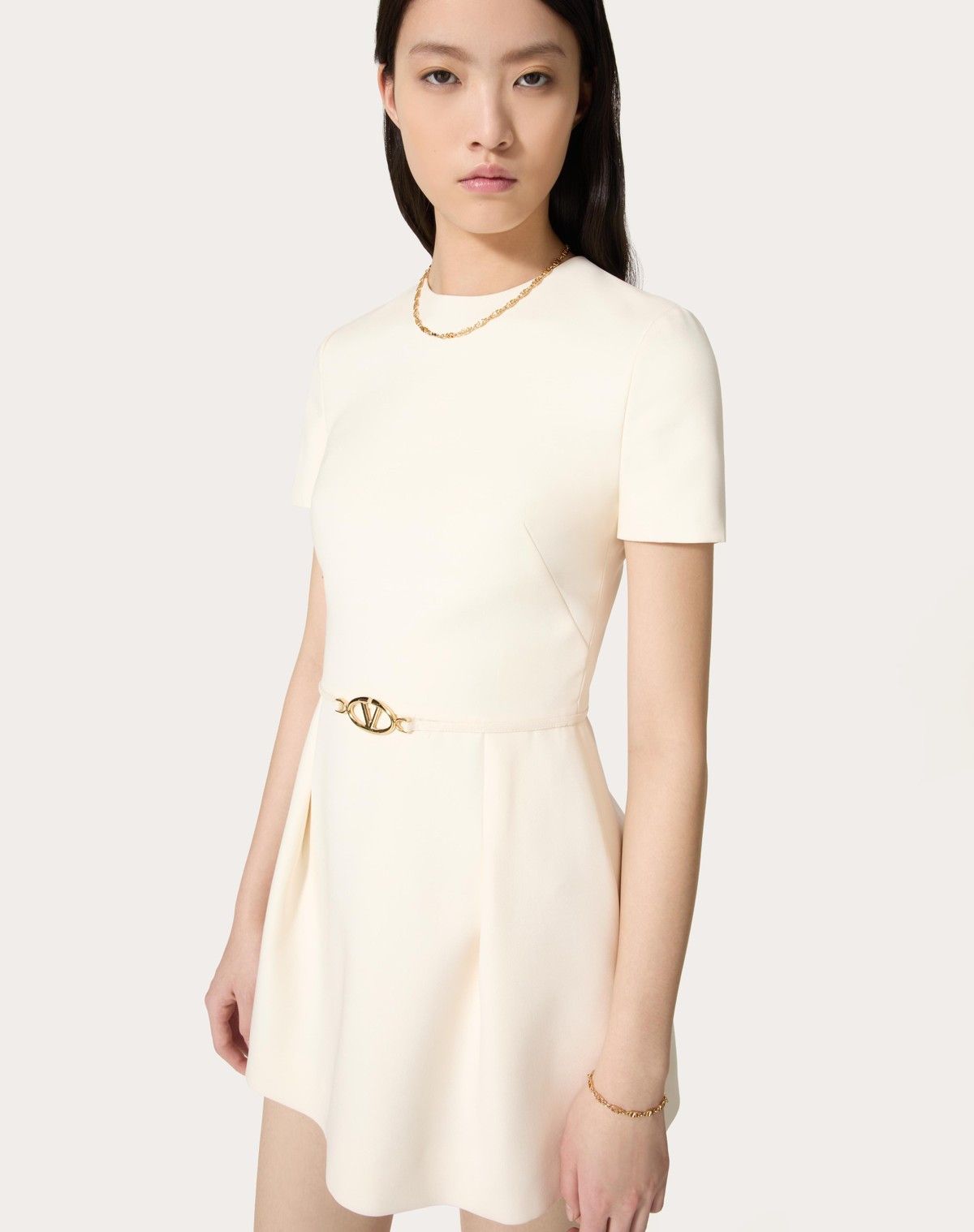 Valentino o1s1wg110525 Crepe Couture Short Dress in White Size XS / US 0-2 / IT 36-38 - 5 Thumbnail