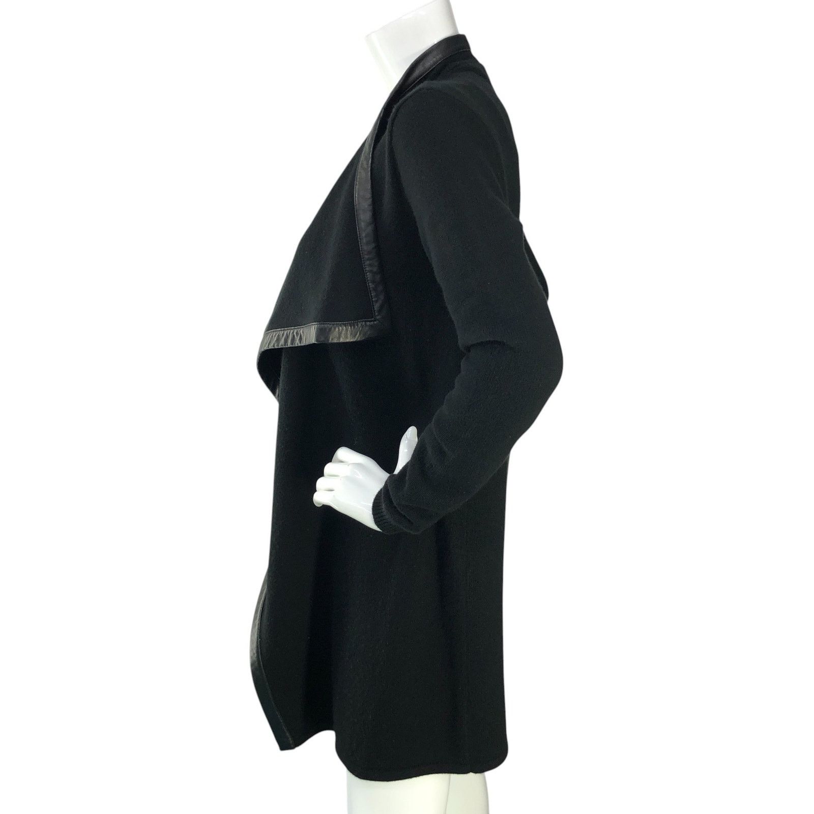 Ralph Lauren Black Label Ralph Lauren Size S Open Cardigan Cashmere Lamb Leather Trim Size S / US 4 / IT 40 - 5 Thumbnail