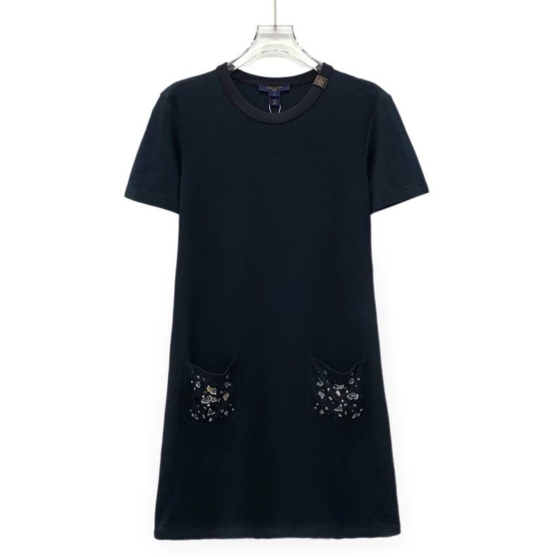 Louis Vuitton Louis Vuitton Navy pocket studded cotton crewneck short-sl Size S / US 4 / IT 40 - 1 Thumbnail