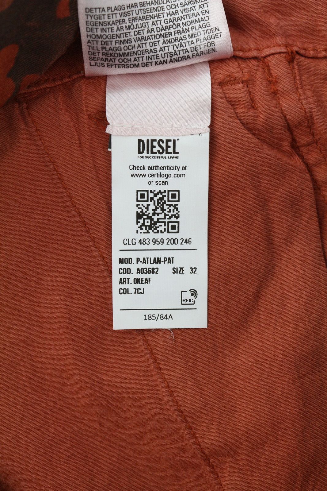 Diesel P-ATLAN-PAT W32 Orange Camouflage Multi-Pocket 85387 Size US 32 / EU 48 - 11 Thumbnail