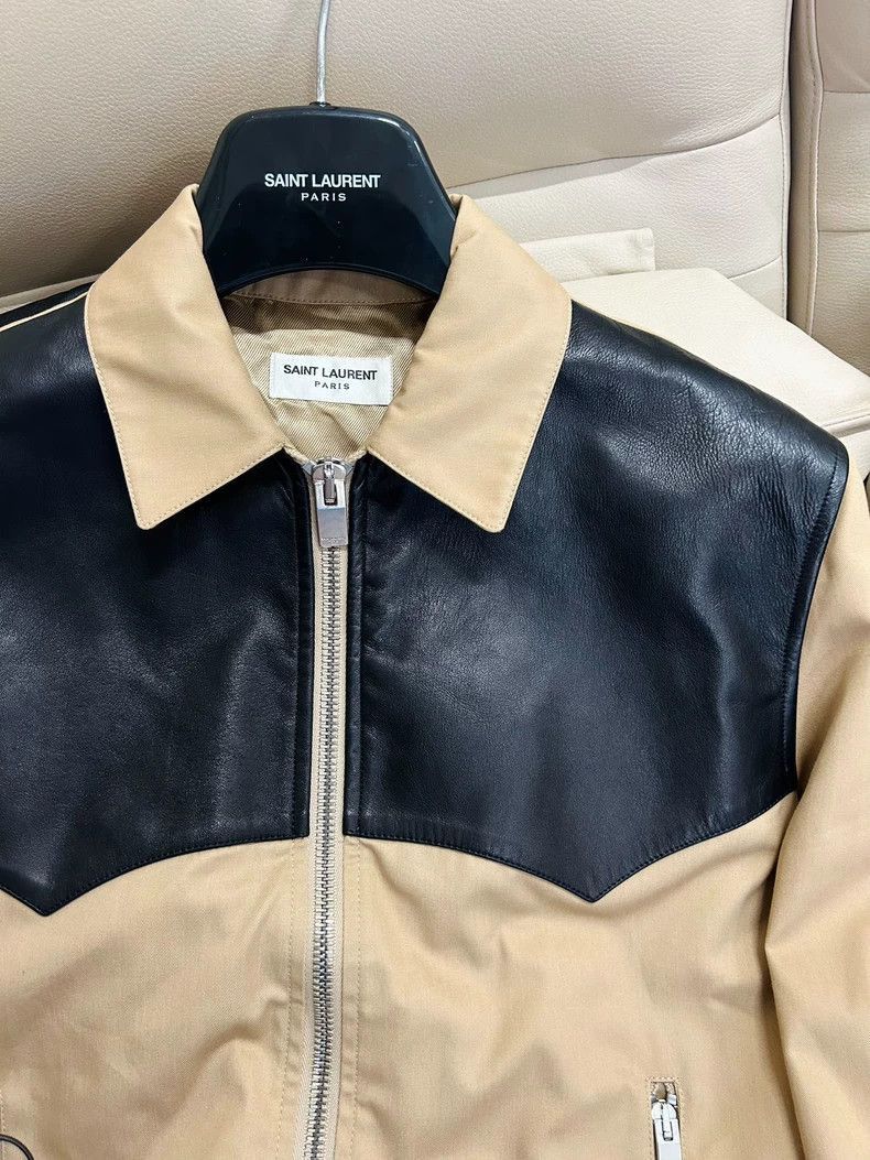 Saint Laurent Paris saint laurent khaki leather patchwork jacket Size US L / EU 52-54 / 3 - 2 Thumbnail