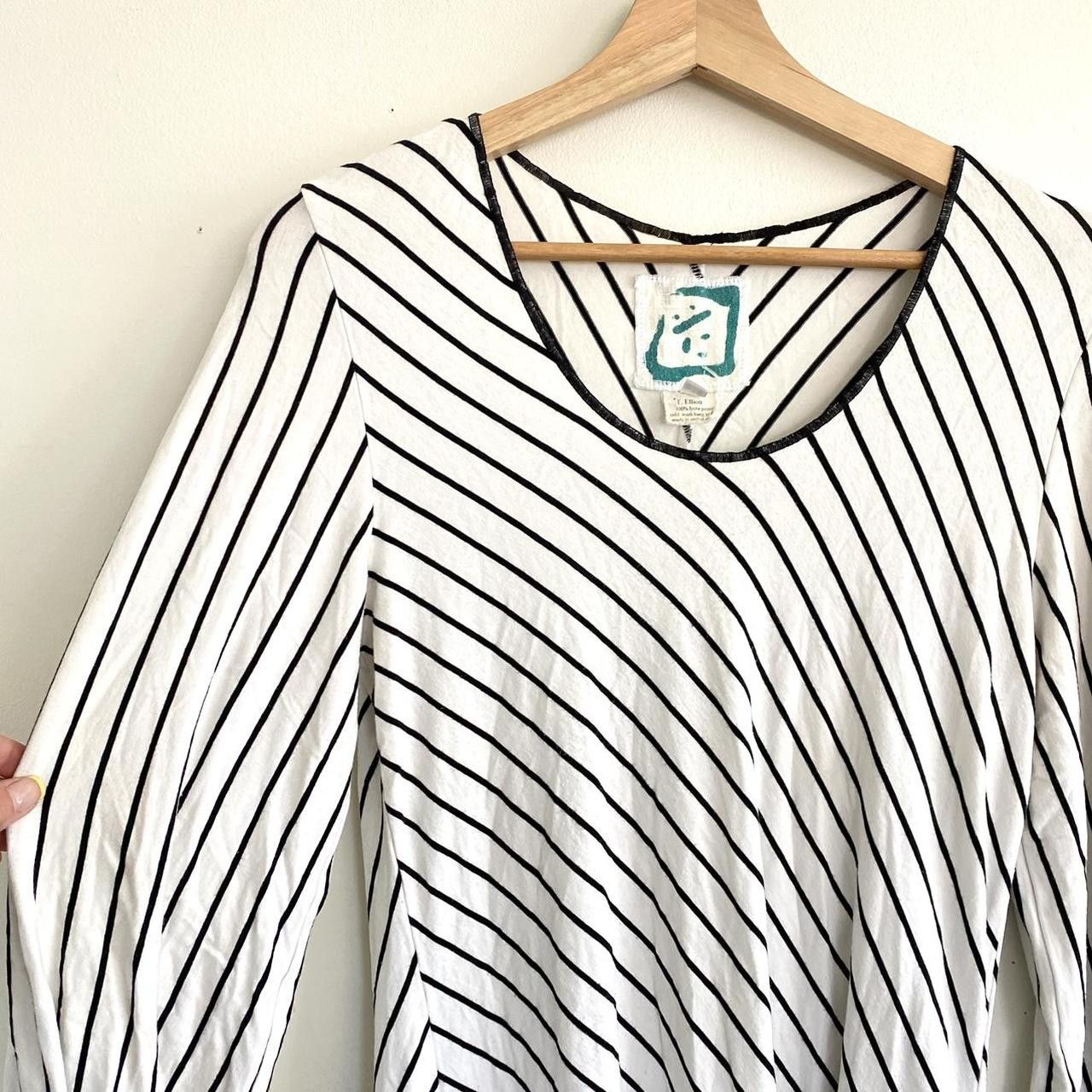 Vintage T. ELLIOT WHITE BLACK STRIPED ASYMMETRICAL MINI DRESS MEDIUM Size M / US 6-8 / IT 42-44 - 7 Thumbnail