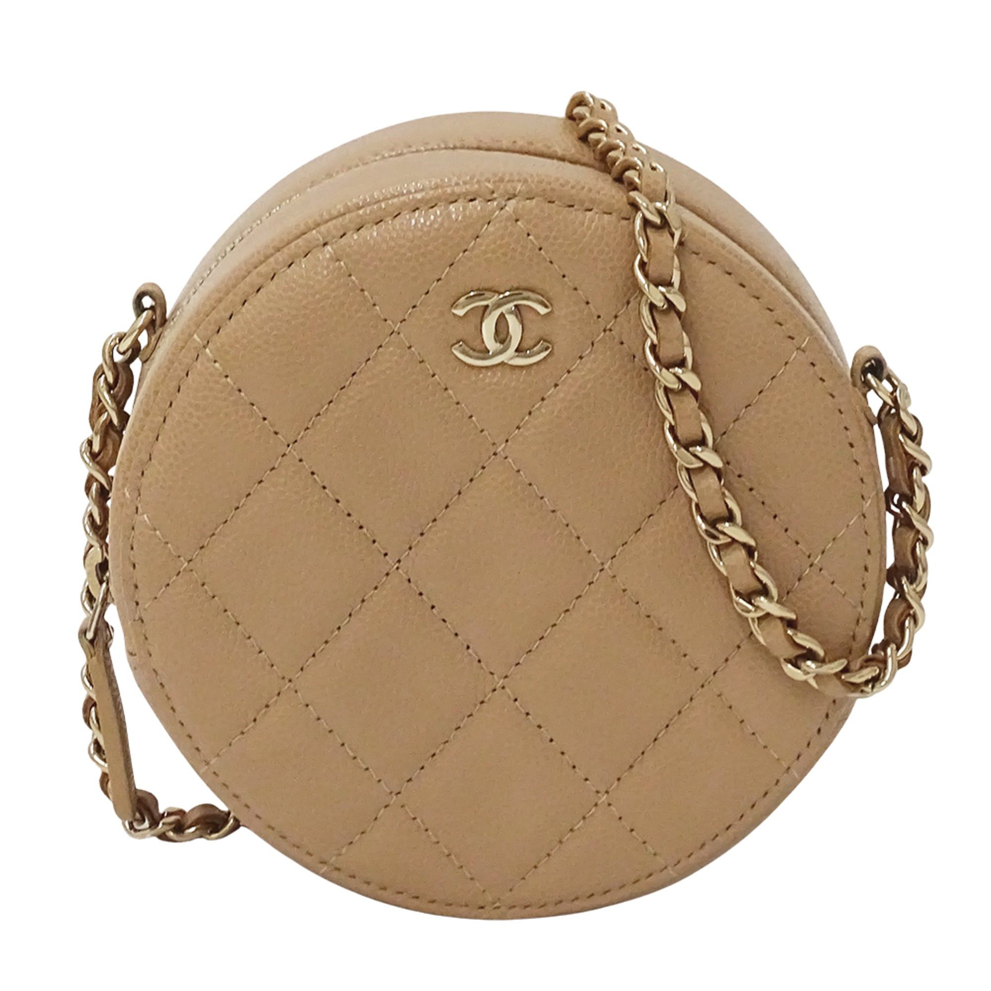 Chanel Chanel Matelassé handbag for women, brand shoulder bag, caviar leather, beige, gold hardware, chain pouch, round shape. Size ONE SIZE - 1 Thumbnail