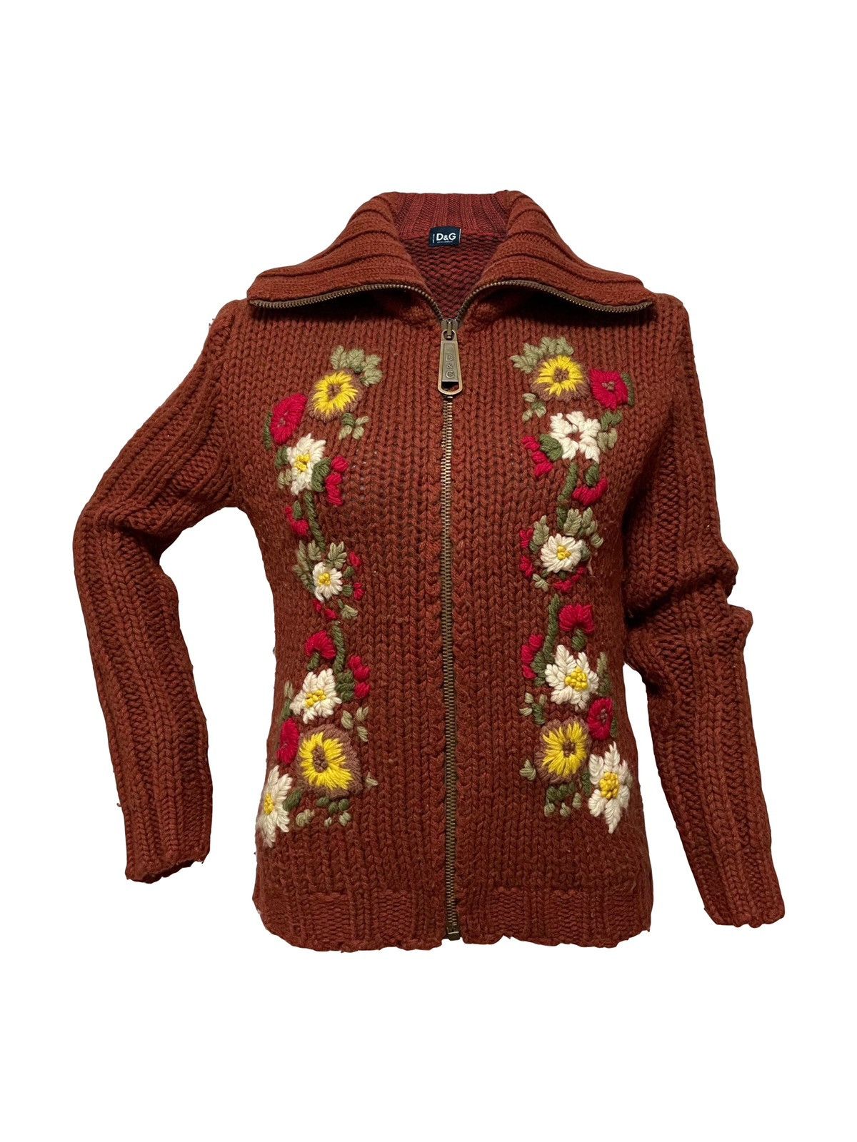 Dolce & Gabbana D&G Fall Winter 2002 Embroidered Floral Knit Cardigan Size M / US 6-8 / IT 42-44 - 1 Thumbnail