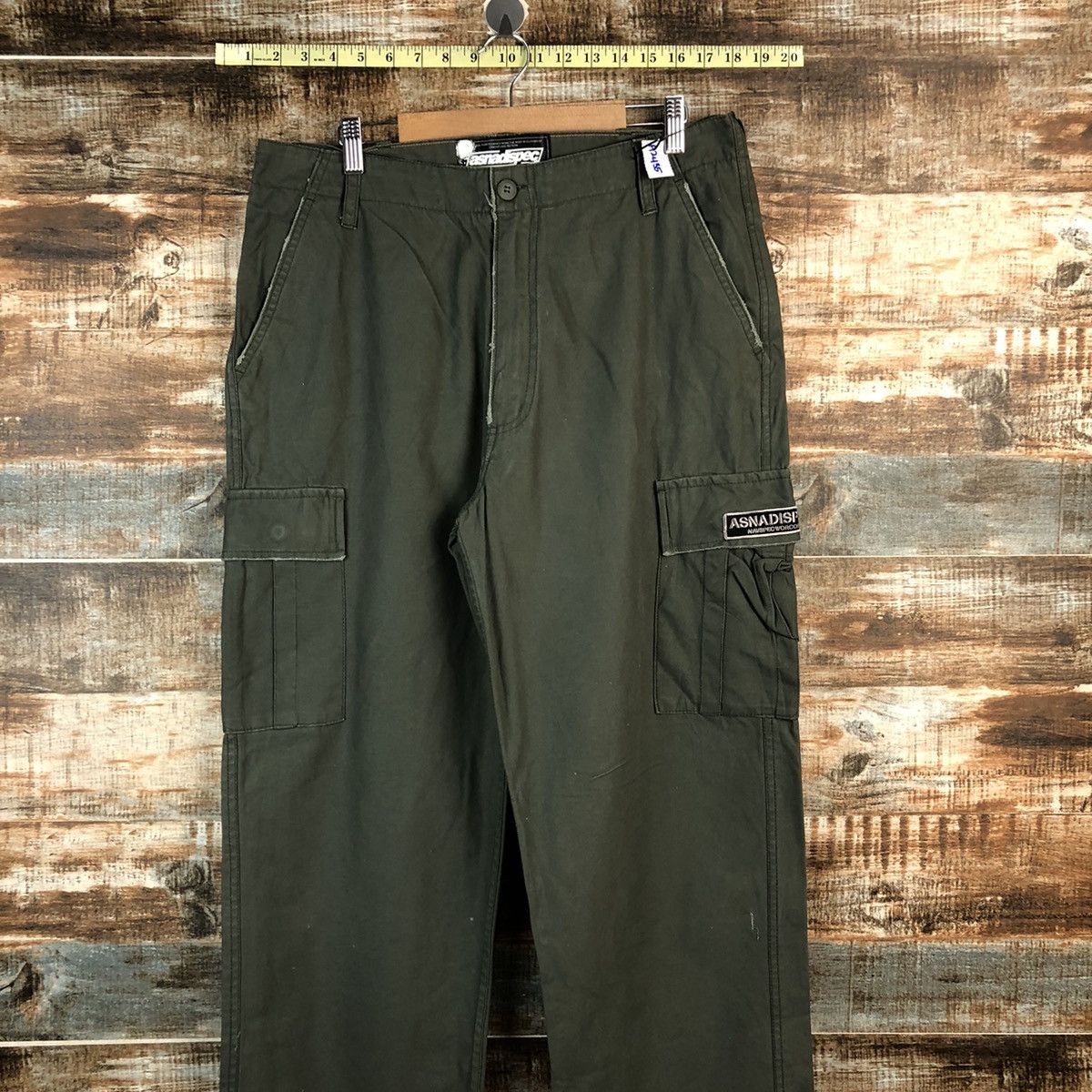 Japanese Brand Asna Dispec utility Green Cargo Multipocket Pants #A2435 Size US 33 - 2 Thumbnail
