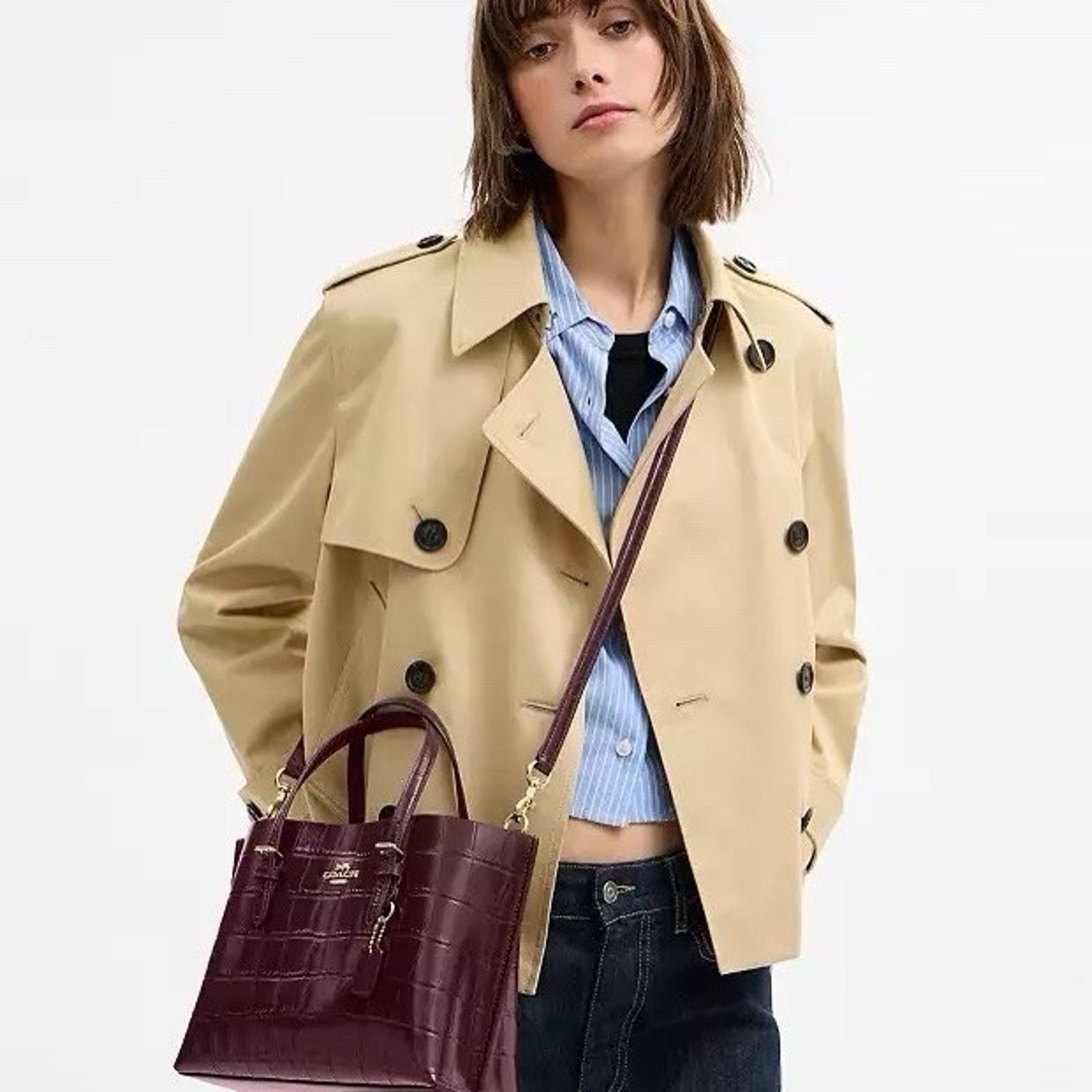 Coach NWT Coach Mollie Tote Bag 25 CW017 leather Dark Wine Size ONE SIZE - 7 Thumbnail