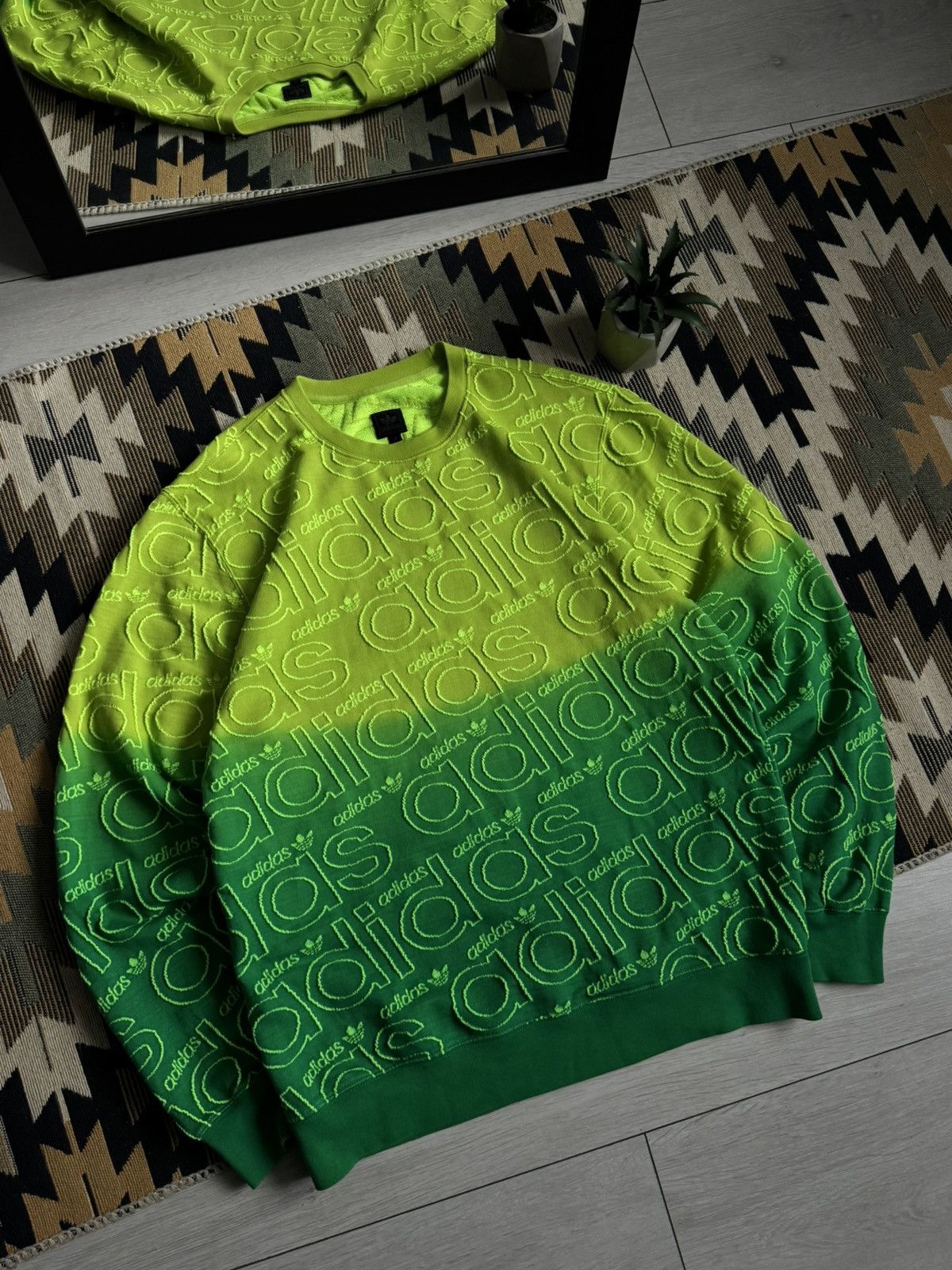 Adidas Vintage Adidas Originals Rasta Monogram Sweater Size US M / EU 48-50 / 2 - 2 Thumbnail