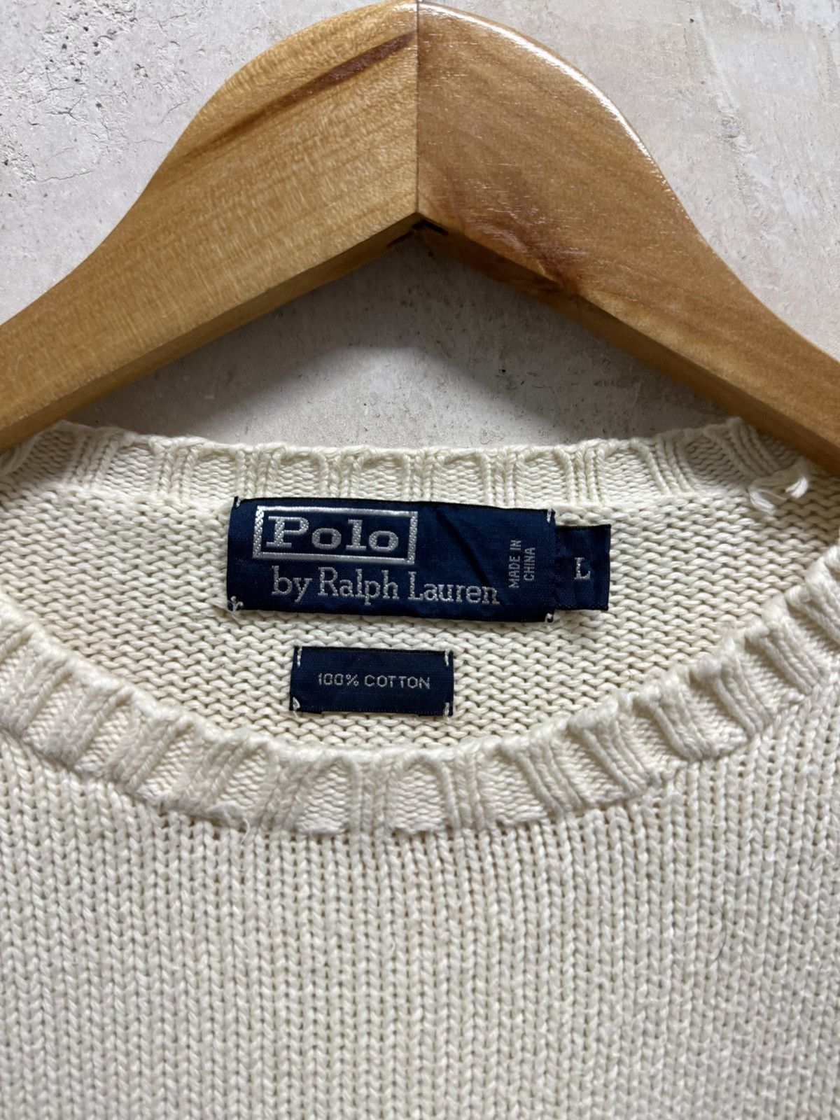 Polo Ralph Lauren 2000s Polo Ralph Lauren Cream Small Pony Knit Sweater Size US L / EU 52-54 / 3 - 4 Thumbnail