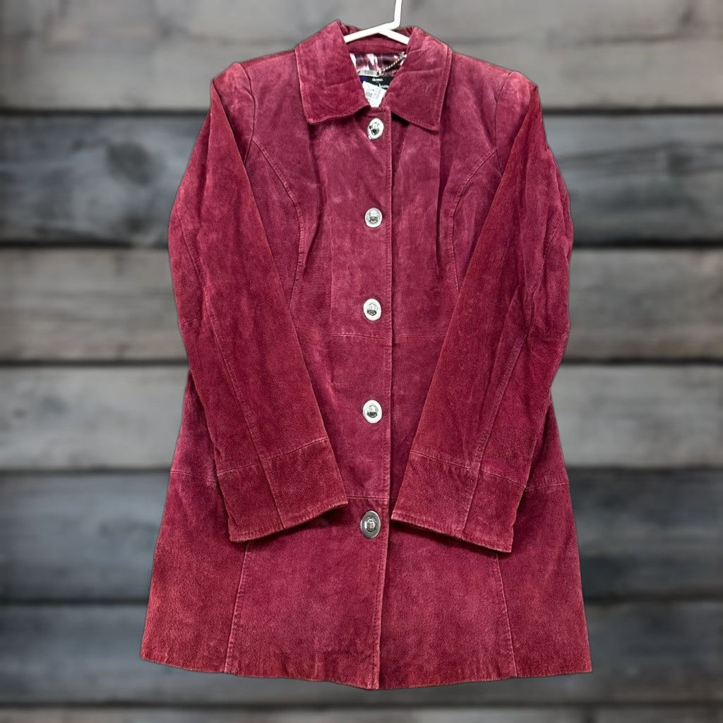 Vintage VINTAGE Dennis Basso Jacket Women XS Purple Lined Leather Suede Long Y2K Size XS / US 0-2 / IT 36-38 - 1 Thumbnail