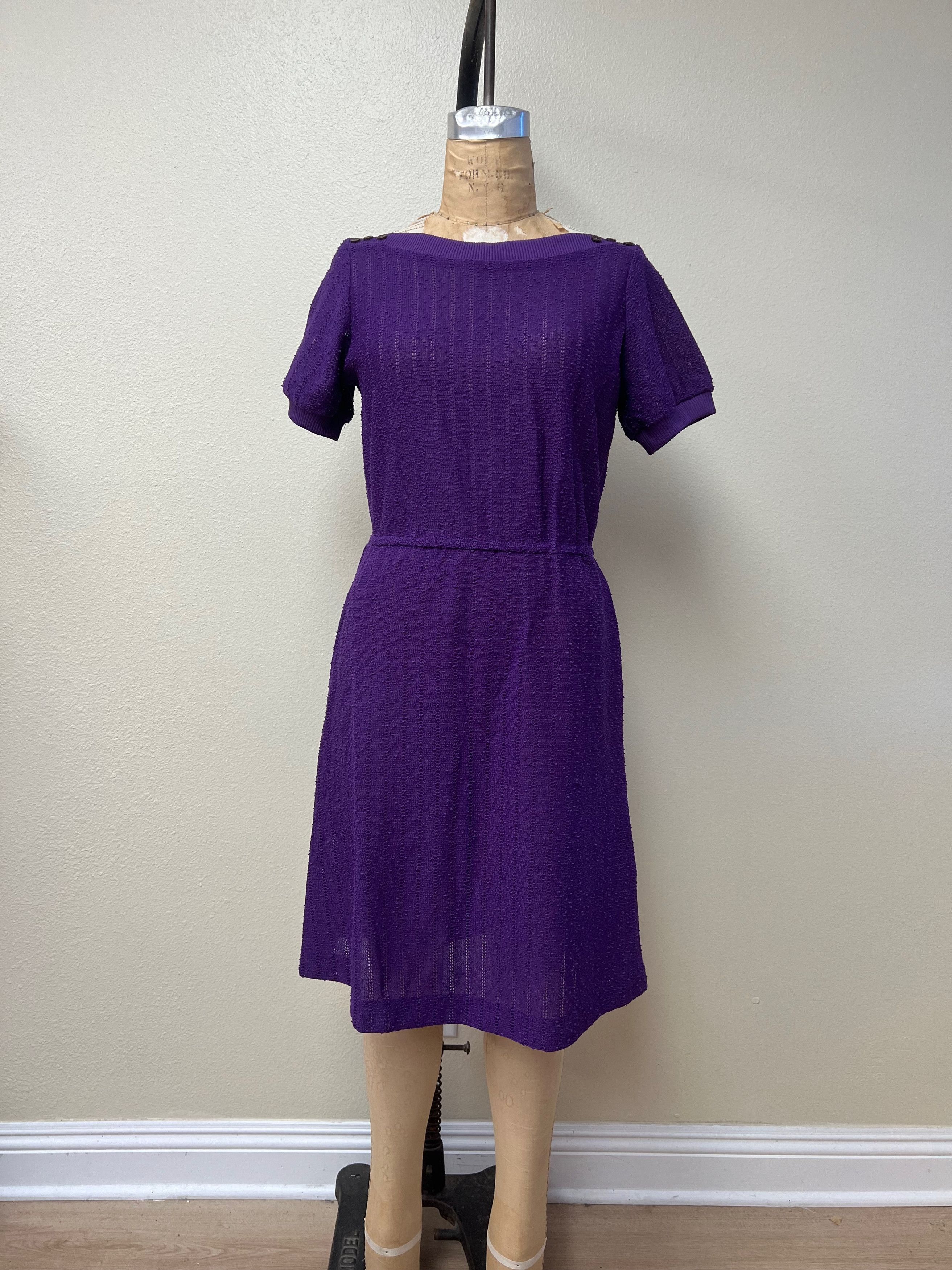 Other EUC Vintage 70s 80s Knit See Through Purple Dress Size M / US 6-8 / IT 42-44 - 1 Thumbnail