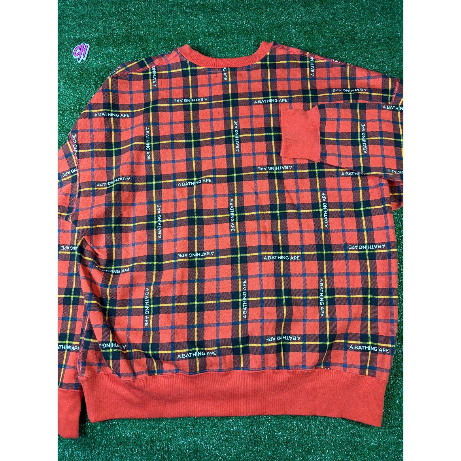 Bape BAPE Logo Check Red Loose Fit Crewneck Sweater Size MD Size US M / EU 48-50 / 2 - 2 Thumbnail