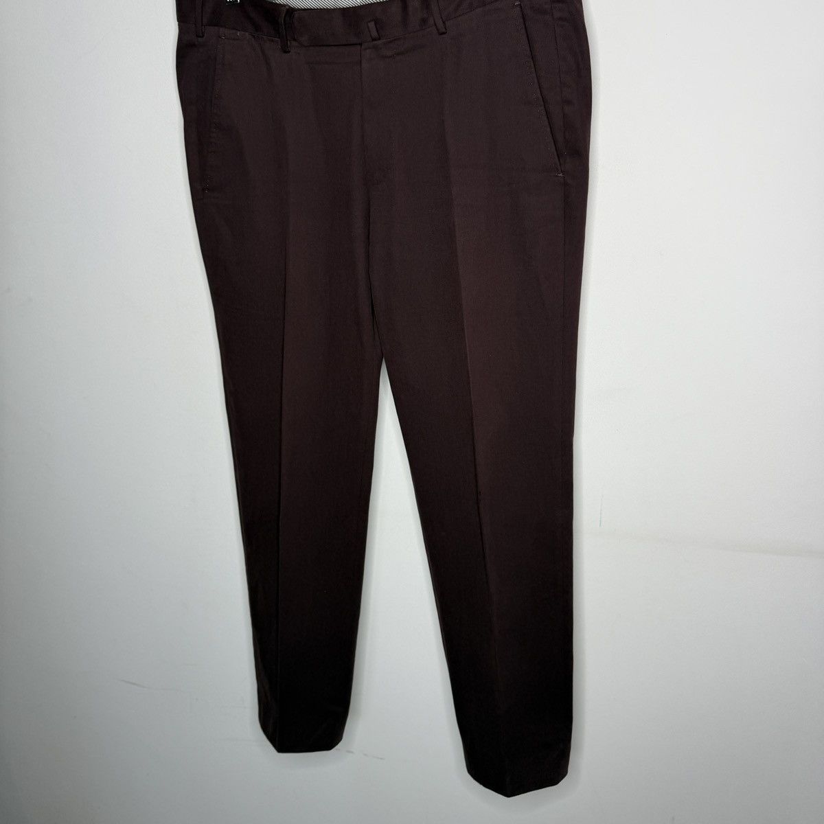 Ermenegildo Zegna Ermenegildo Zegna Burgundy Chino Premium Cotton Pants Size US 33 - 2 Thumbnail