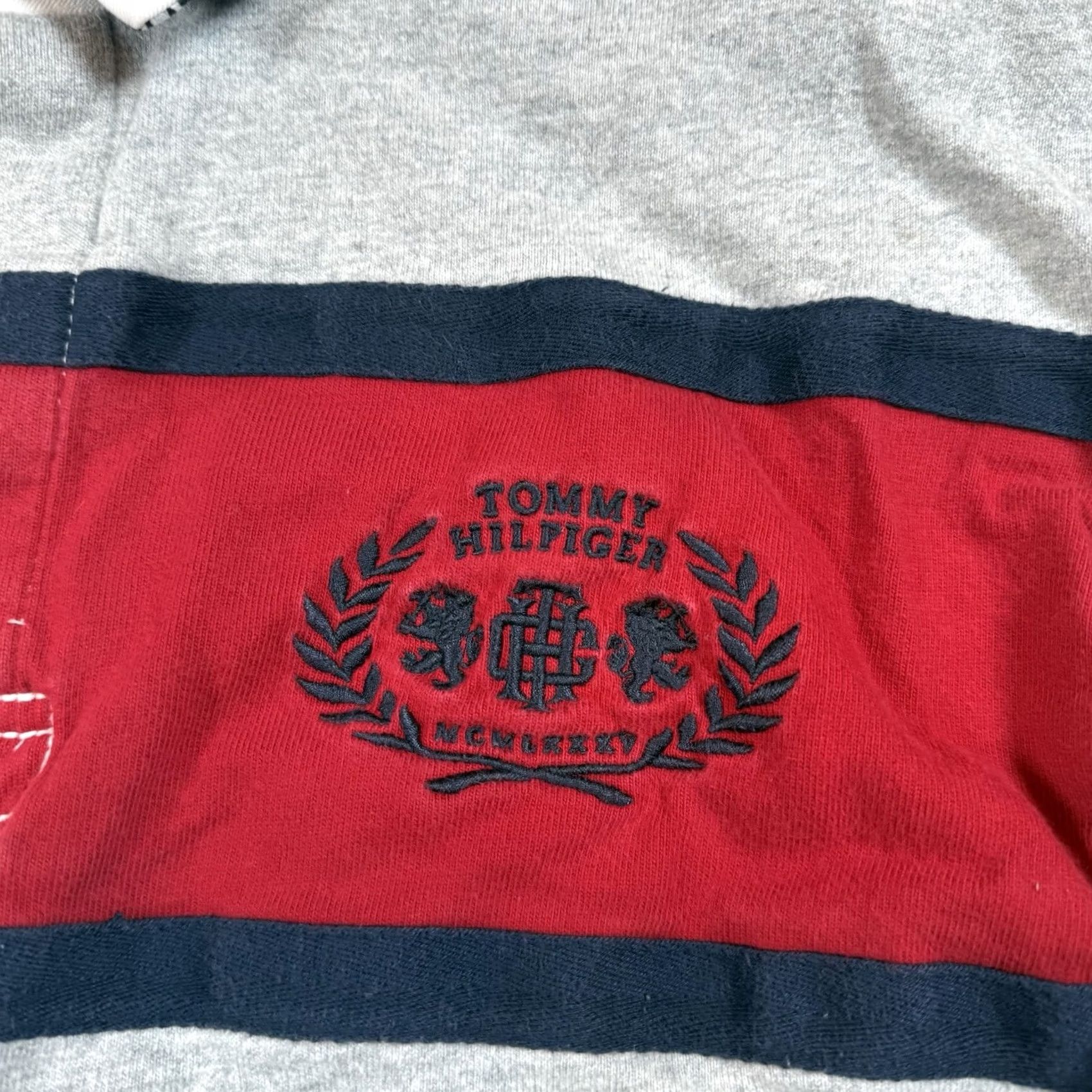 Tommy Hilfiger VINTAGE Tommy Hilfiger Rugby Shirt Mens XXL Long Sleeve Stitched Crest Blue XL Polo Mens Size US XL / EU 56 / 4 - 3 Thumbnail