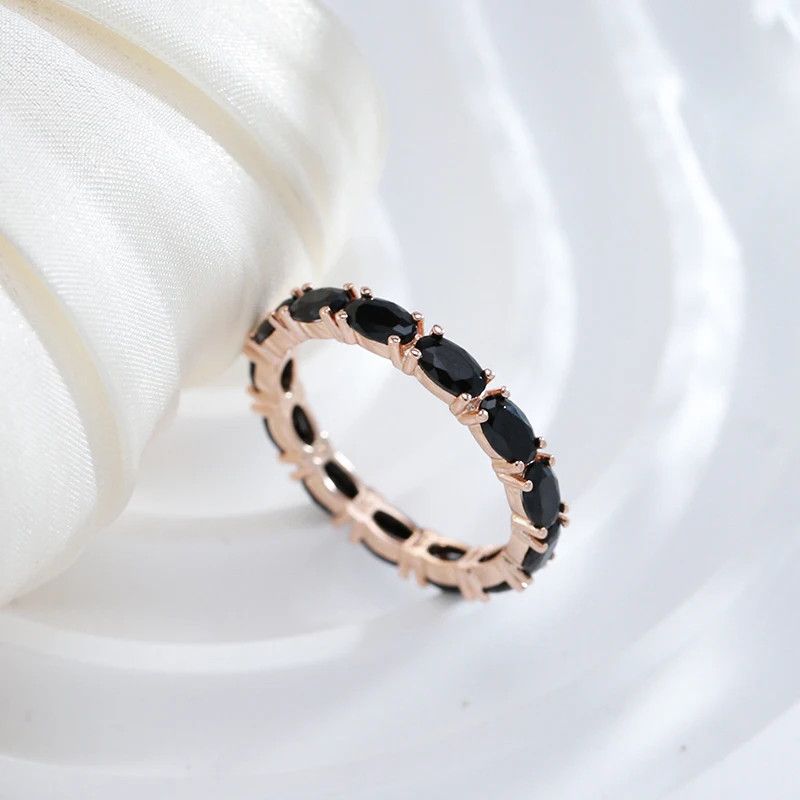Jewelry Black Crystal Stone Ring Size ONE SIZE - 2 Thumbnail