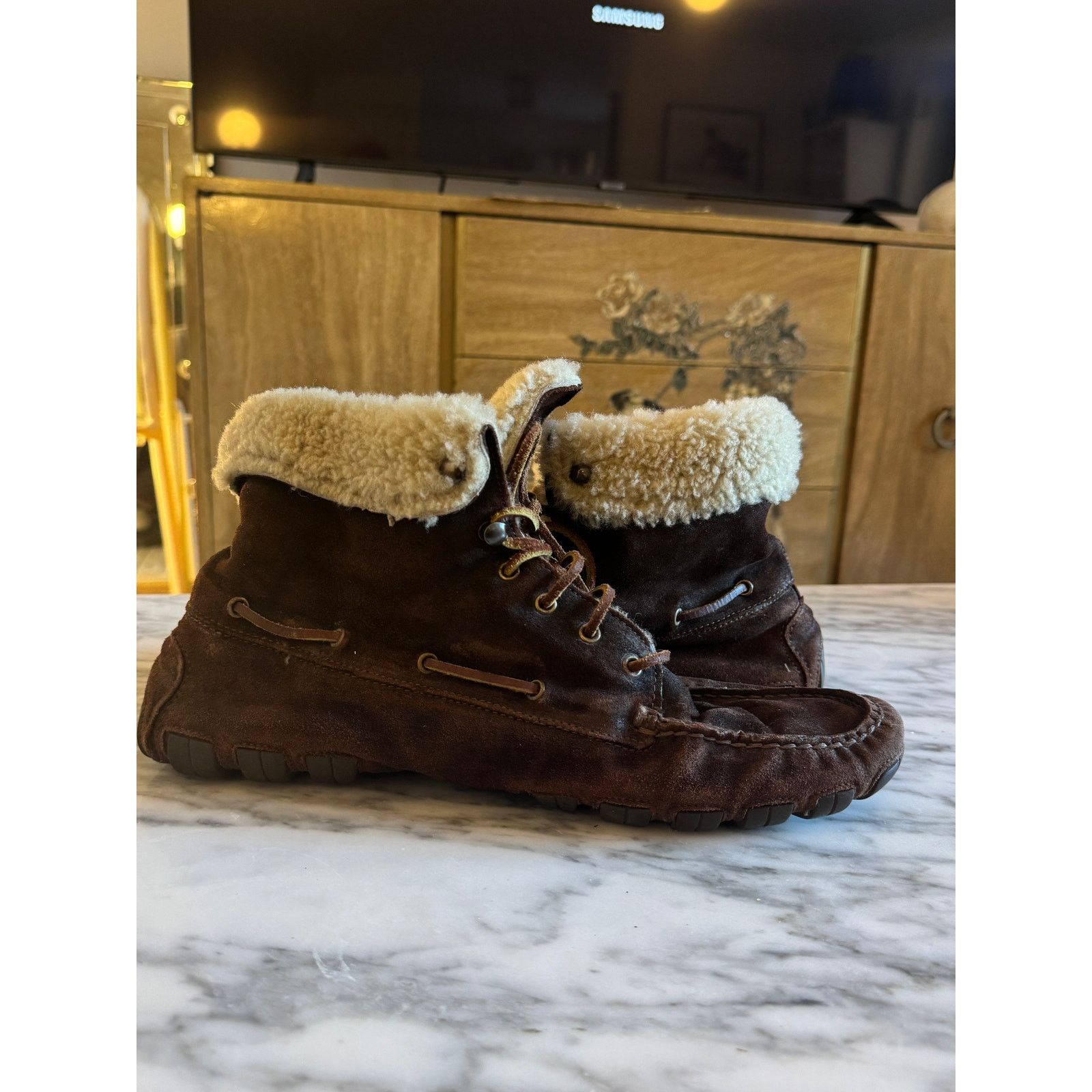 Ralph Lauren Ralph Lauren Men's Brown Suede Shearling-Lined Boots Size US 11 / EU 44 - 3 Thumbnail