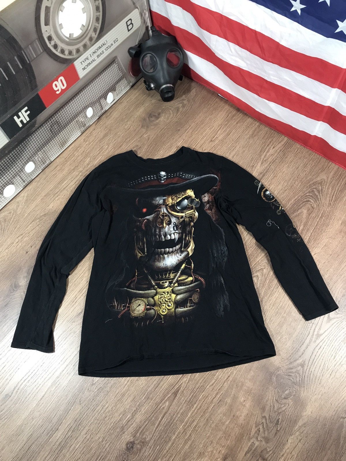 Japanese Brand × Vintage Y2K Spiral Opium Skull Punk Gothic Long Sleeve Tee Size US M / EU 48-50 / 2 - 1 Thumbnail