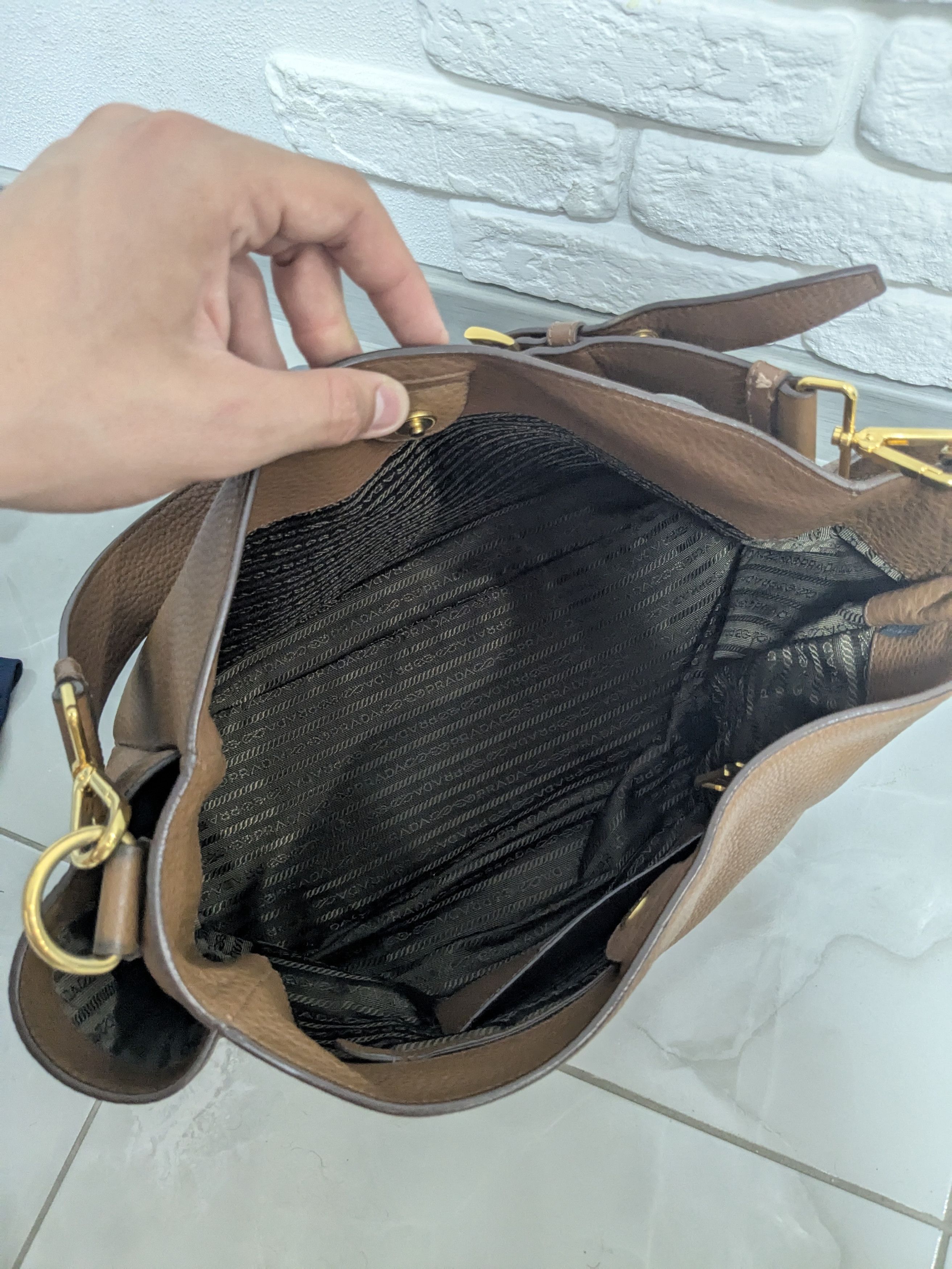 Prada Prada Camel Daino Leather Hobo Shoulder Bag Size ONE SIZE - 10 Thumbnail