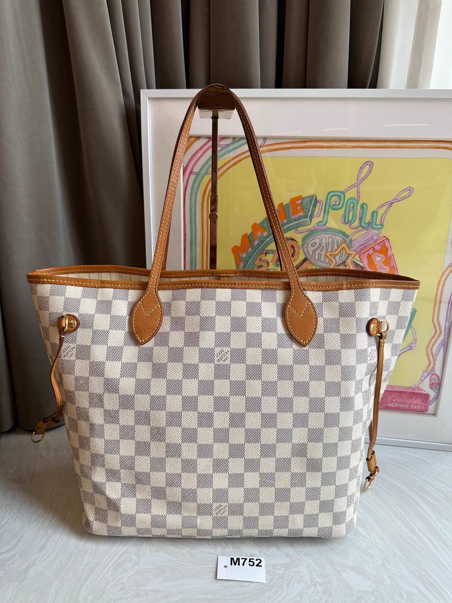 Louis Vuitton LV Neverfull White Damier Azur MM Tote Size ONE SIZE - 4 Thumbnail