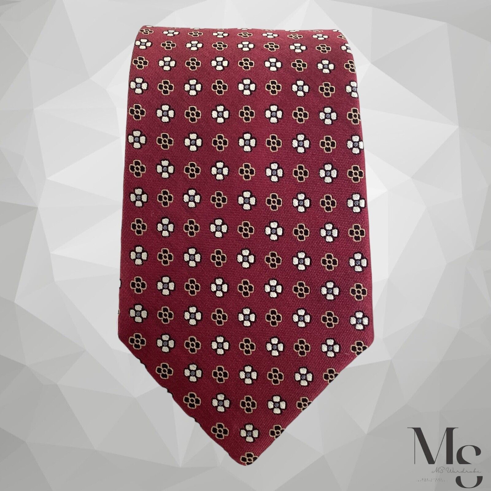Ted Baker TED BAKER Burgundy Floral Luxury Silk Tie W: 3.25" EX COND Size ONE SIZE - 3 Thumbnail