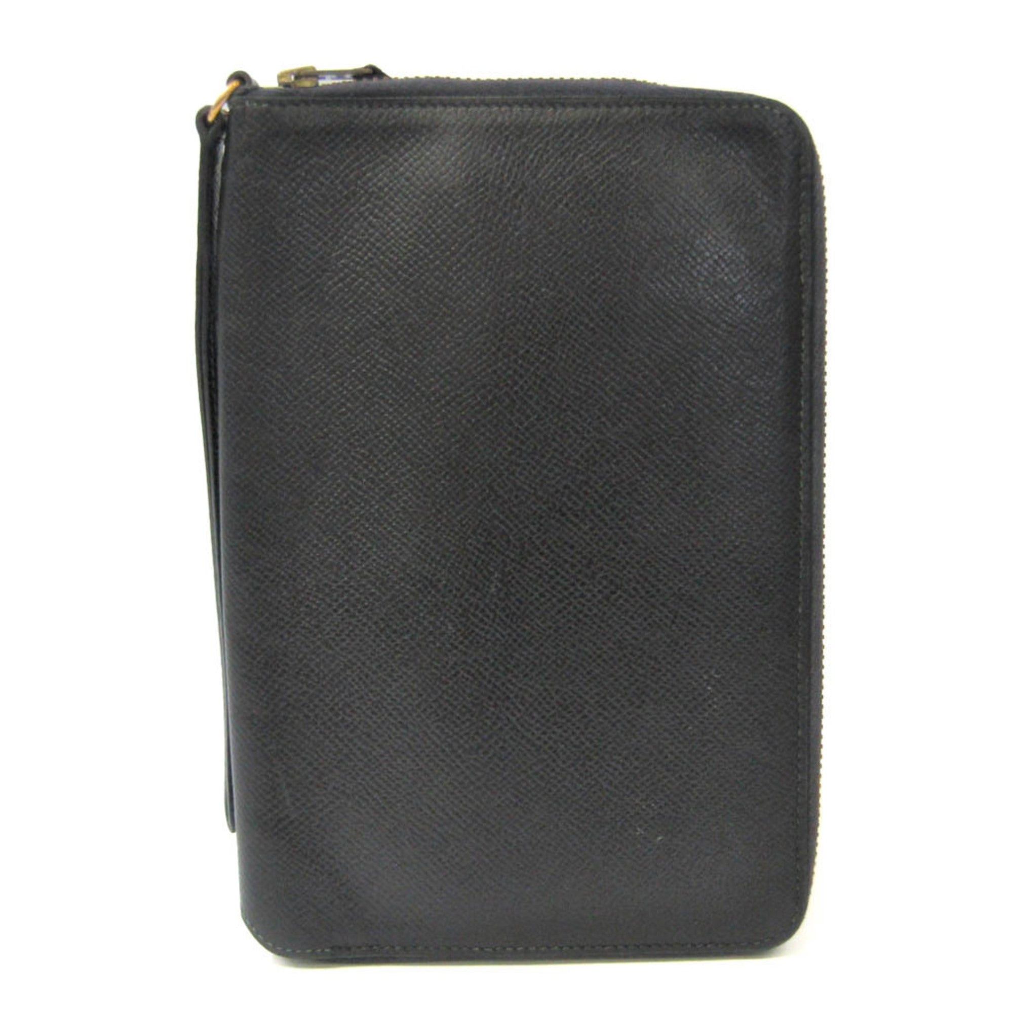 image of Hermes Travel Case Men,women Epsom Leather Long Wallet [Bi-Fold] Black, Women's