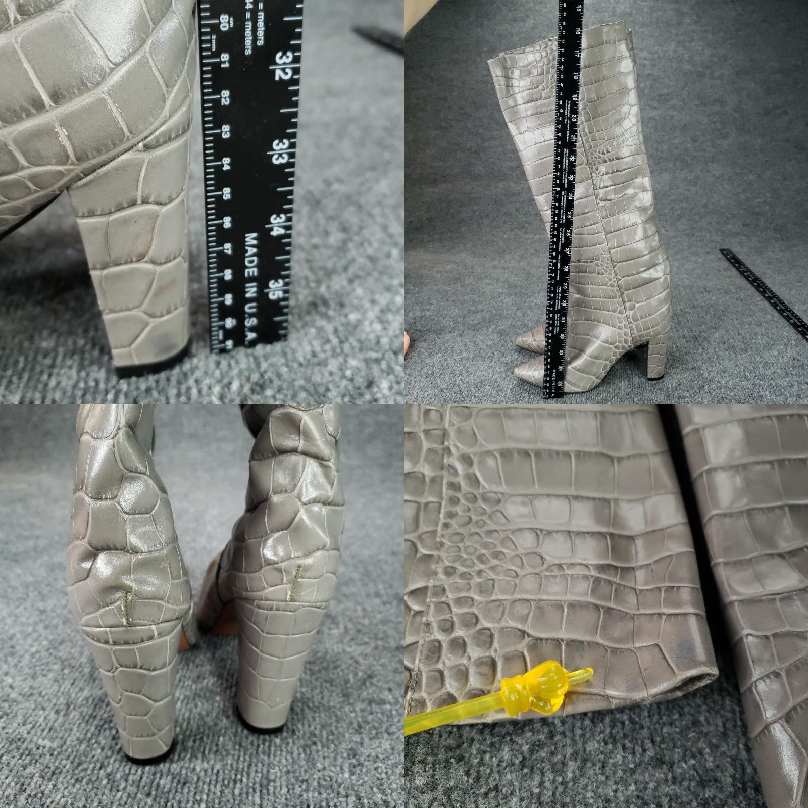 Vintage Toral Boots Womens Size 7.5 Gray Croc Embossed Leather Knee High Heel Size US 7.5 / IT 37.5 - 8 Thumbnail