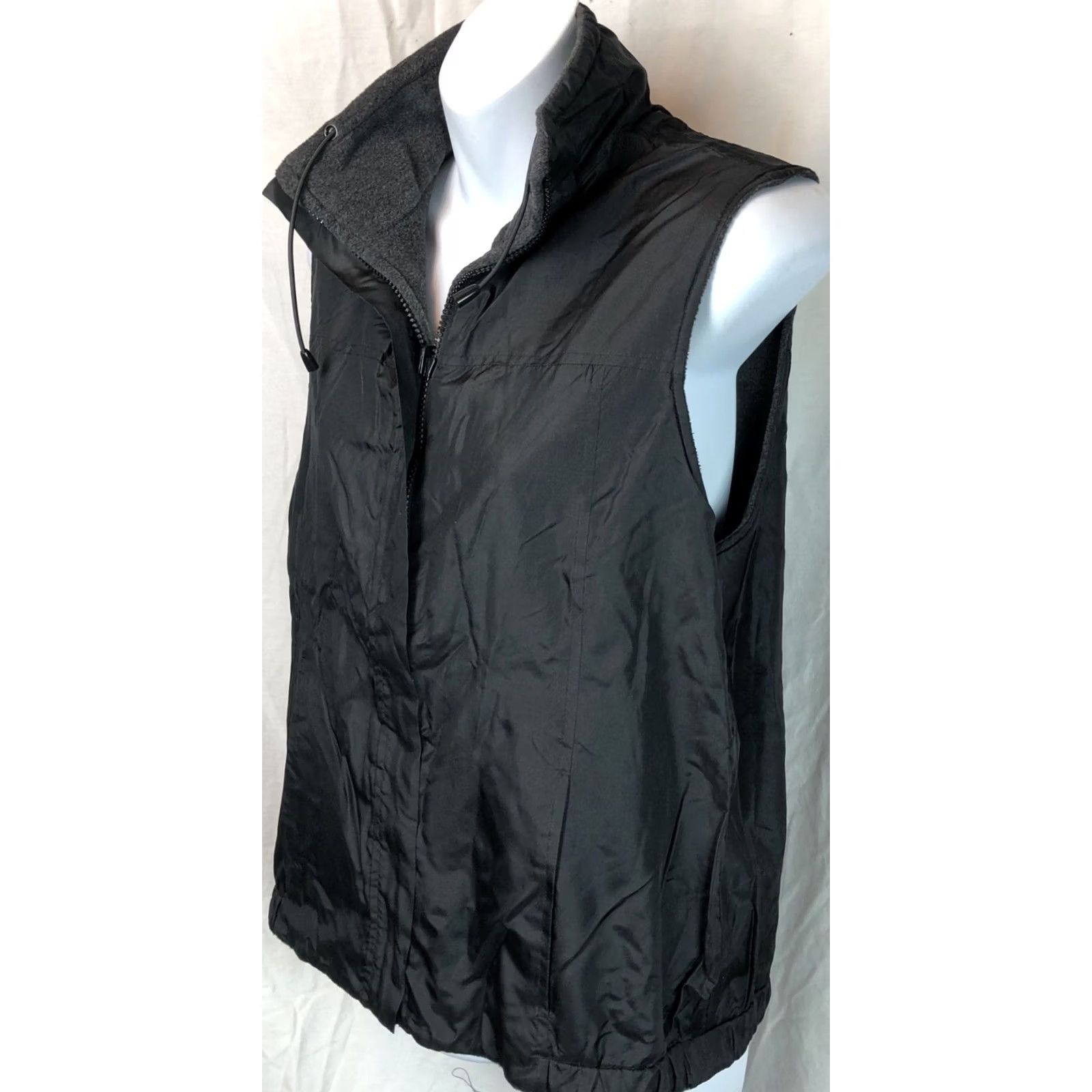 Vintage NWT Fuda Vest M 100% Silk Gray Blk Reversible Water Resistant Mock Neck Pockets Size M / US 6-8 / IT 42-44 - 3 Thumbnail