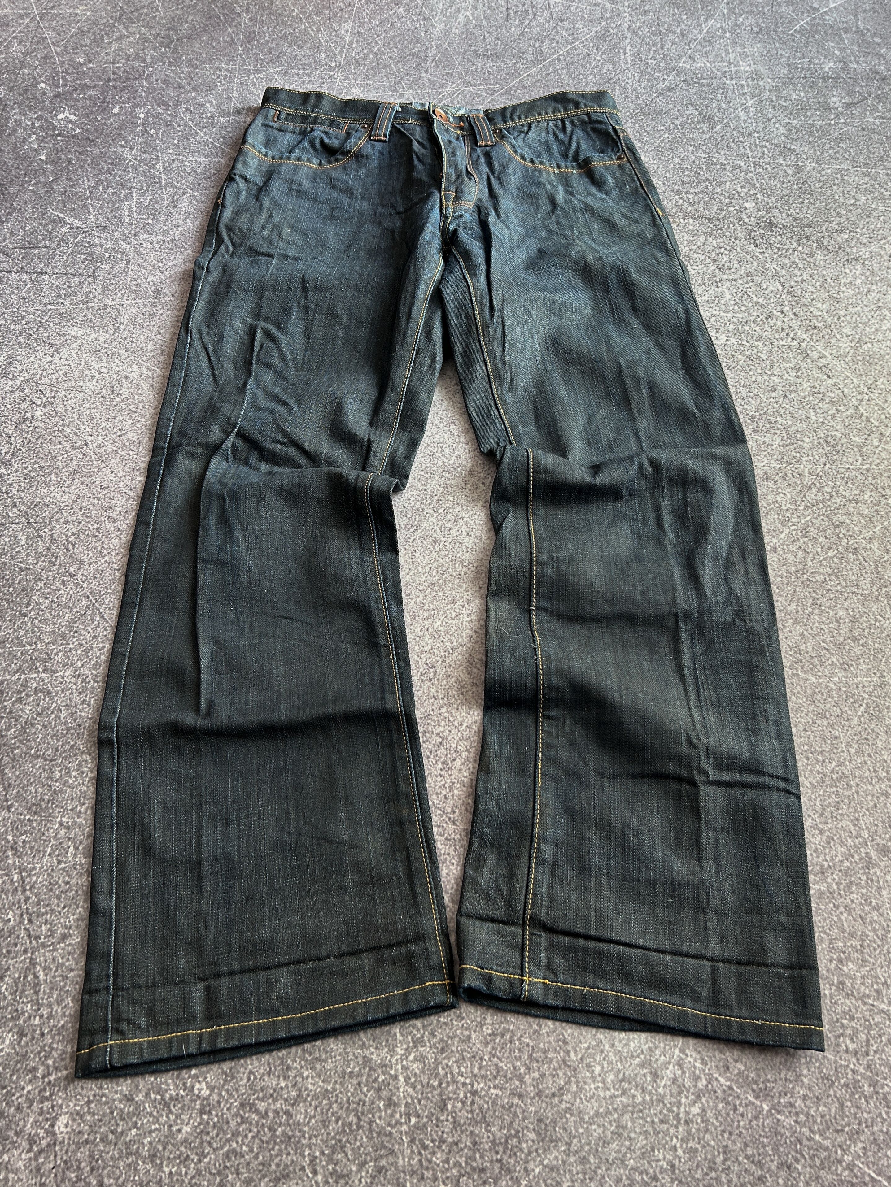 Vintage Y2K Wide Leg Denim Jeans Dark Wash Vintage Streetwear Style Size US 32 / EU 48 - 1 Thumbnail