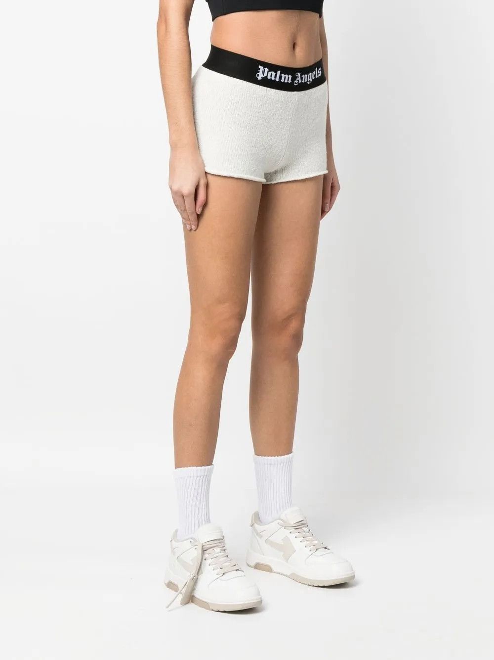 Palm Angels o1y1125 Short in White/Black Size 27" / US 4 / IT 40 - 2 Thumbnail