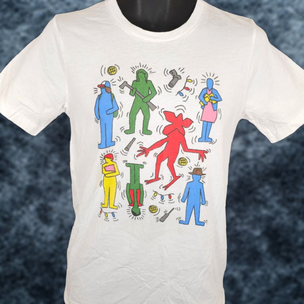 Vintage VINTAGE Stranger Things T Shirt Mens Size Small White Keith Haring Pop Art Netflix Show Size US S / EU 44-46 / 1 - 1 Thumbnail