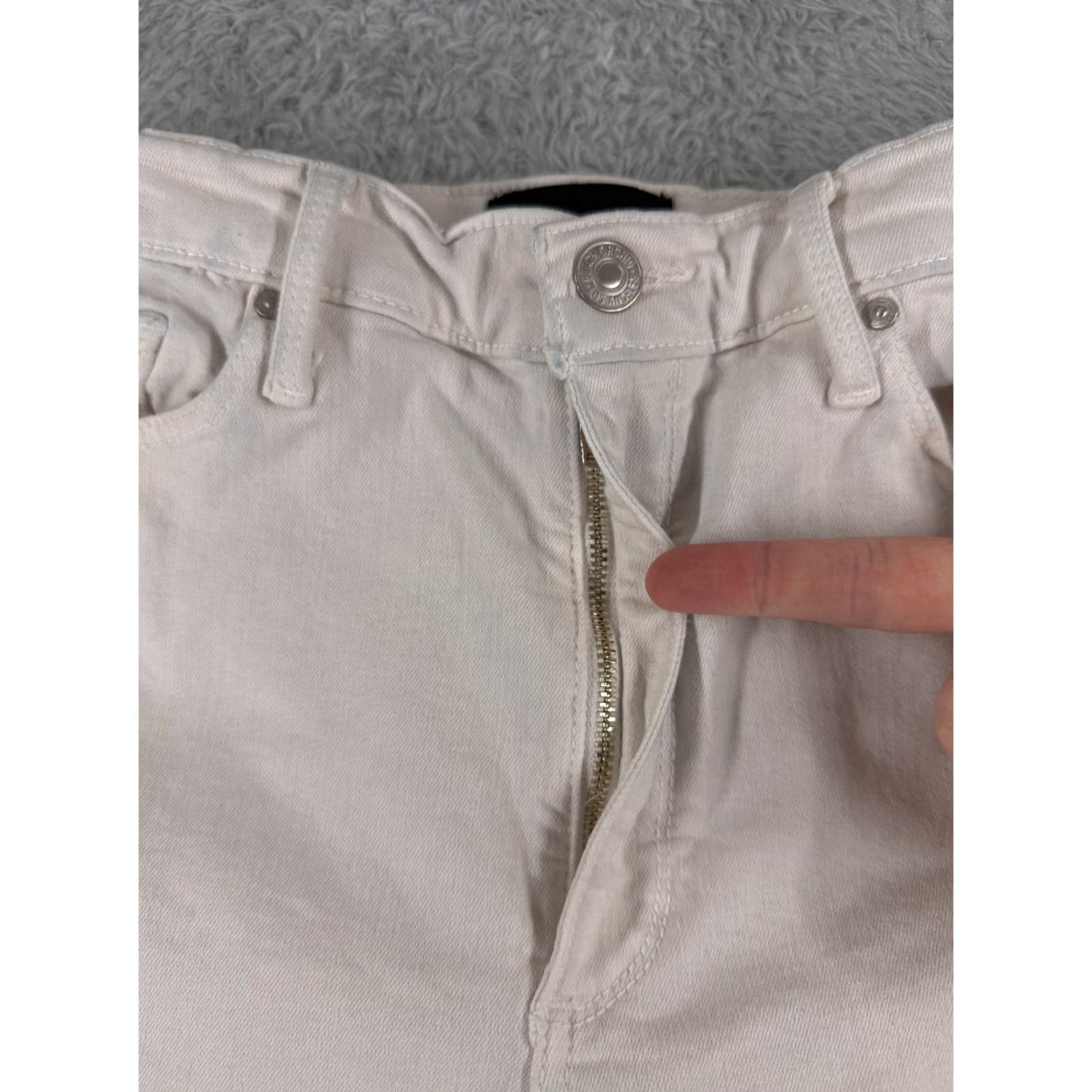 Vintage Black Orchid Jeans Womens Pants 28 White Denim Flared Distressed Raw Hem 24x29 Cotton Blend 5-Pocket Regular Button Zip Jeans Womens Size 28" / US 6 / IT 42 - 5 Thumbnail