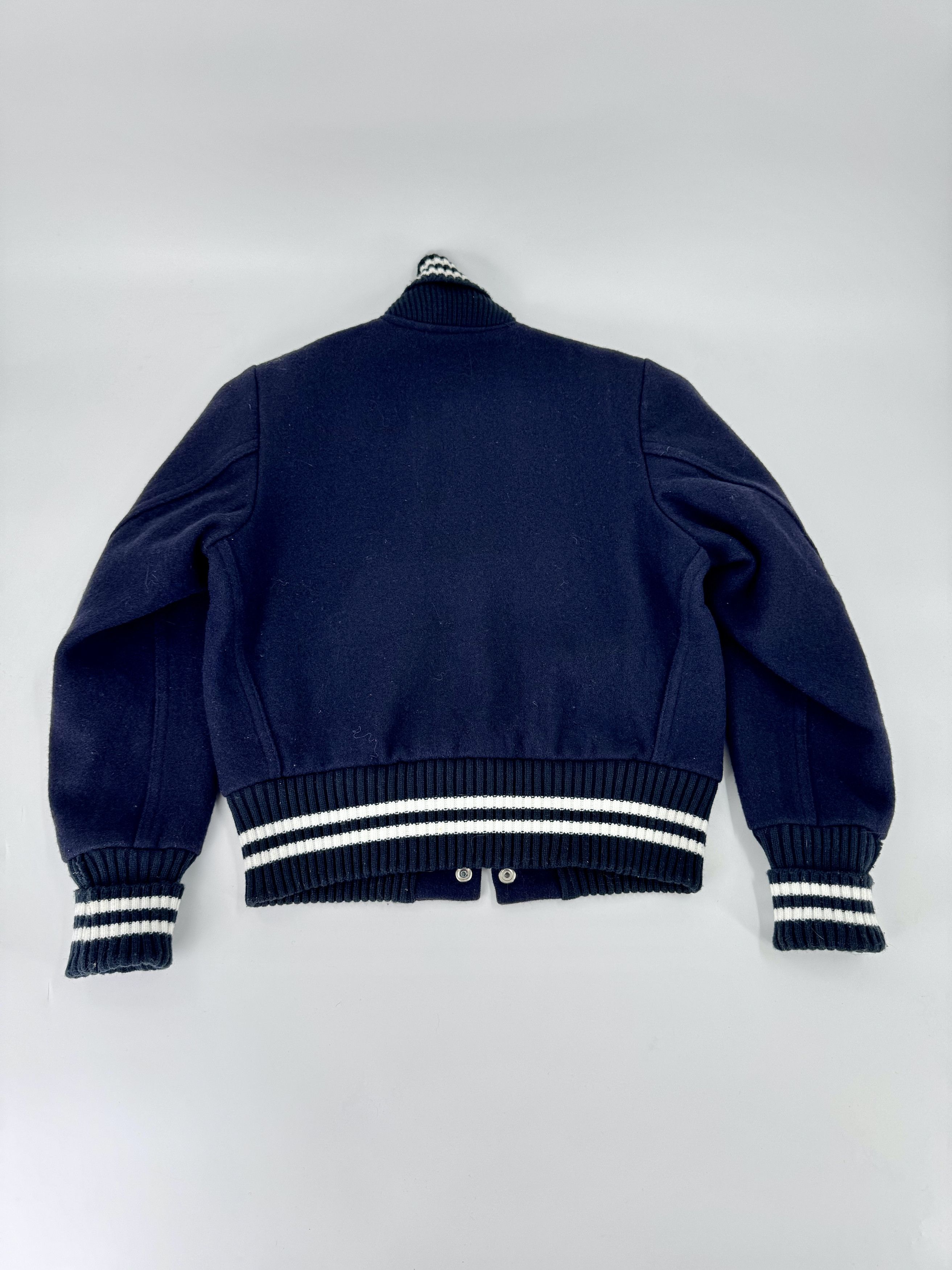 Vintage Vintage Allion Knitting Mills Navy Blue Stadium Jacket 36 Size US XS / EU 42 / 0 - 4 Thumbnail