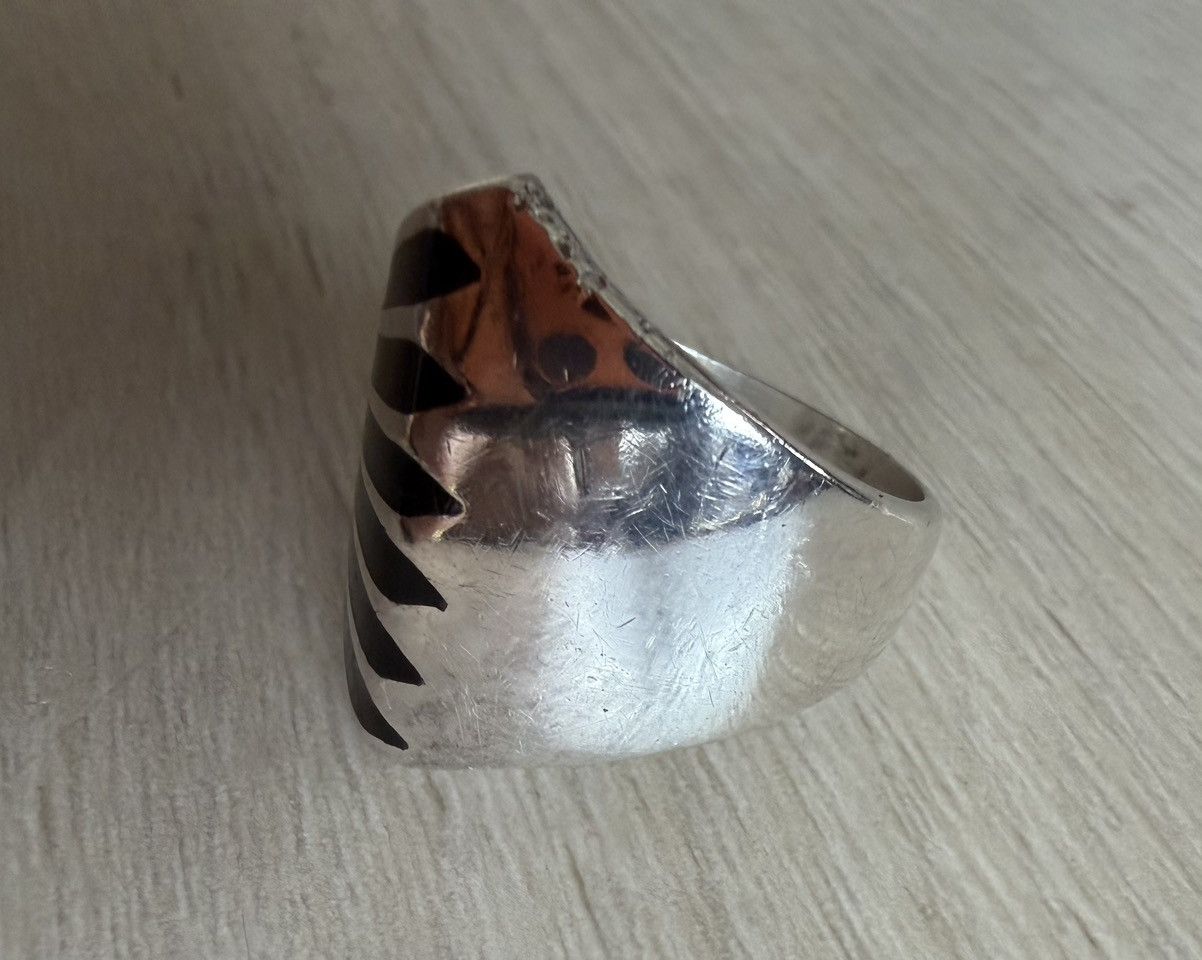 Vintage VTG Mid Century Sterling Silver Taxco Onyx Ring Sz 8.5 Size ONE SIZE - 6 Thumbnail