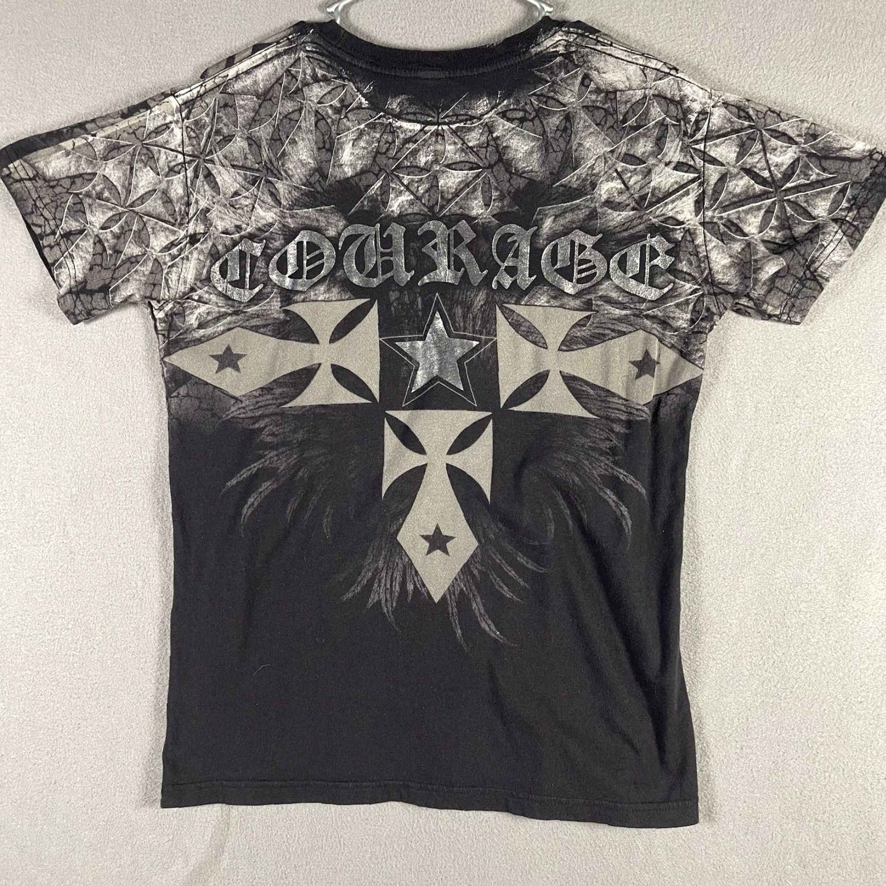 Vintage XZAVIER Faith Pride Courage Eagle Wings Cross T-Shirt Medium Black Cotton Crew Neck Short Sleeve Graphic Print Men Size US M / EU 48-50 / 2 - 3 Thumbnail