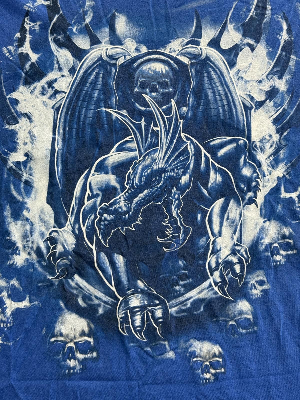 Designer Y2K Faded Dragon Wings Skull T-shirt Large Print Tee XL Size US XL / EU 56 / 4 - 2 Thumbnail