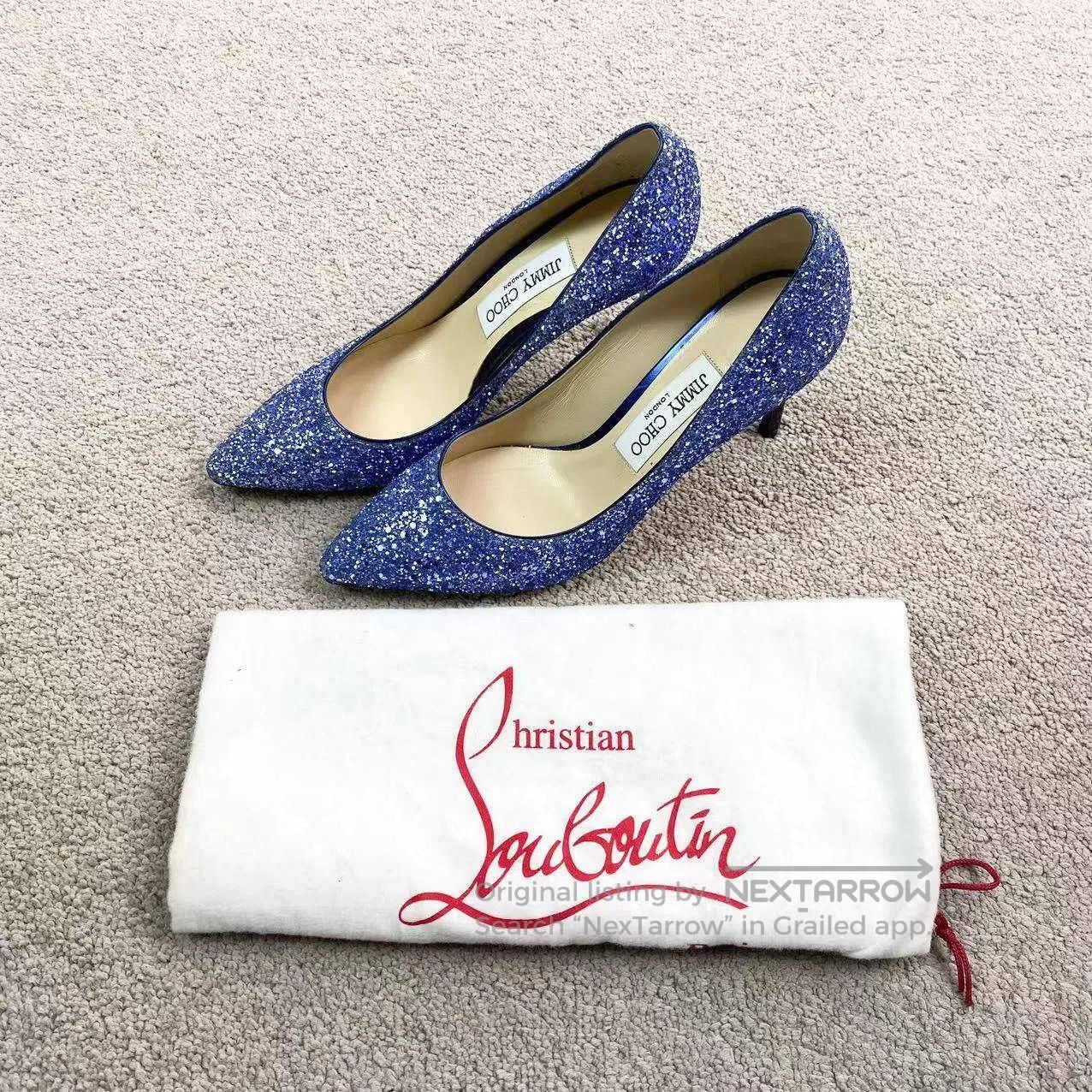Jimmy Choo Jimmy Choo Blue fine diamond heels| Size US 6.5 / IT 36.5 - 2 Thumbnail