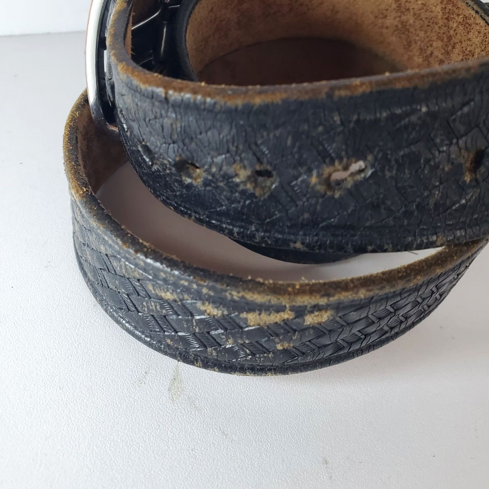 Nike VINTAGE Nike Belt Mens L Black Classic Men Leather Braided Brown Size ONE SIZE - 5 Thumbnail