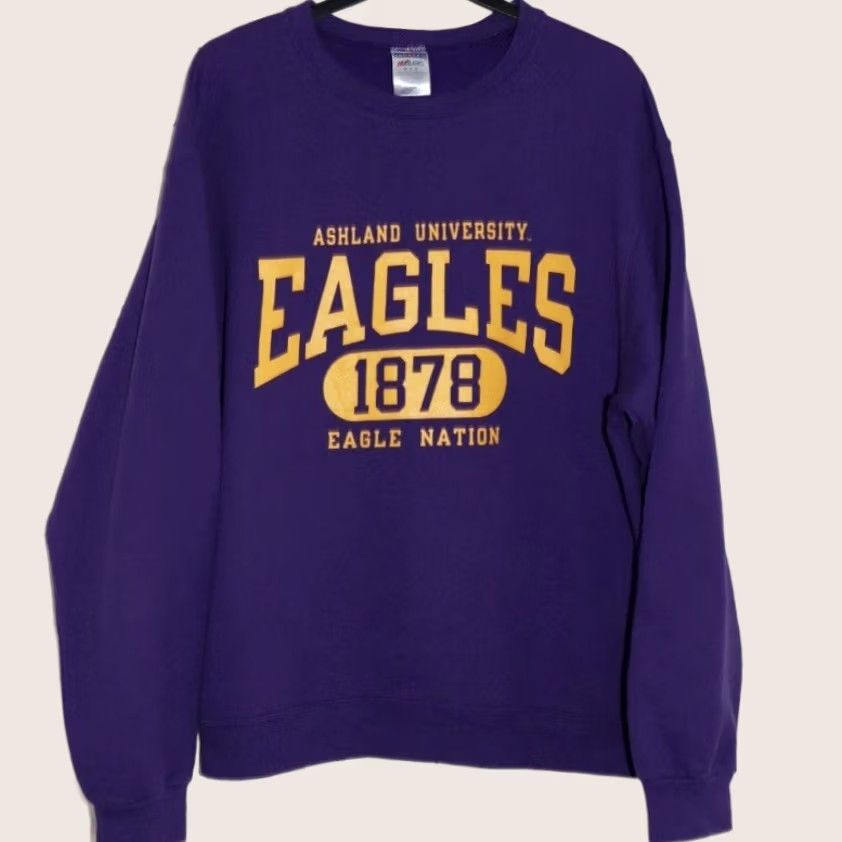 Vintage VINTAGE Ashland University Eagles Sweatshirt Mens Purple Pullover Nublend M - Crew Neck, Long Sleeve, Cotton Blend, Machine Washable Size US M / EU 48-50 / 2 - 1 Thumbnail