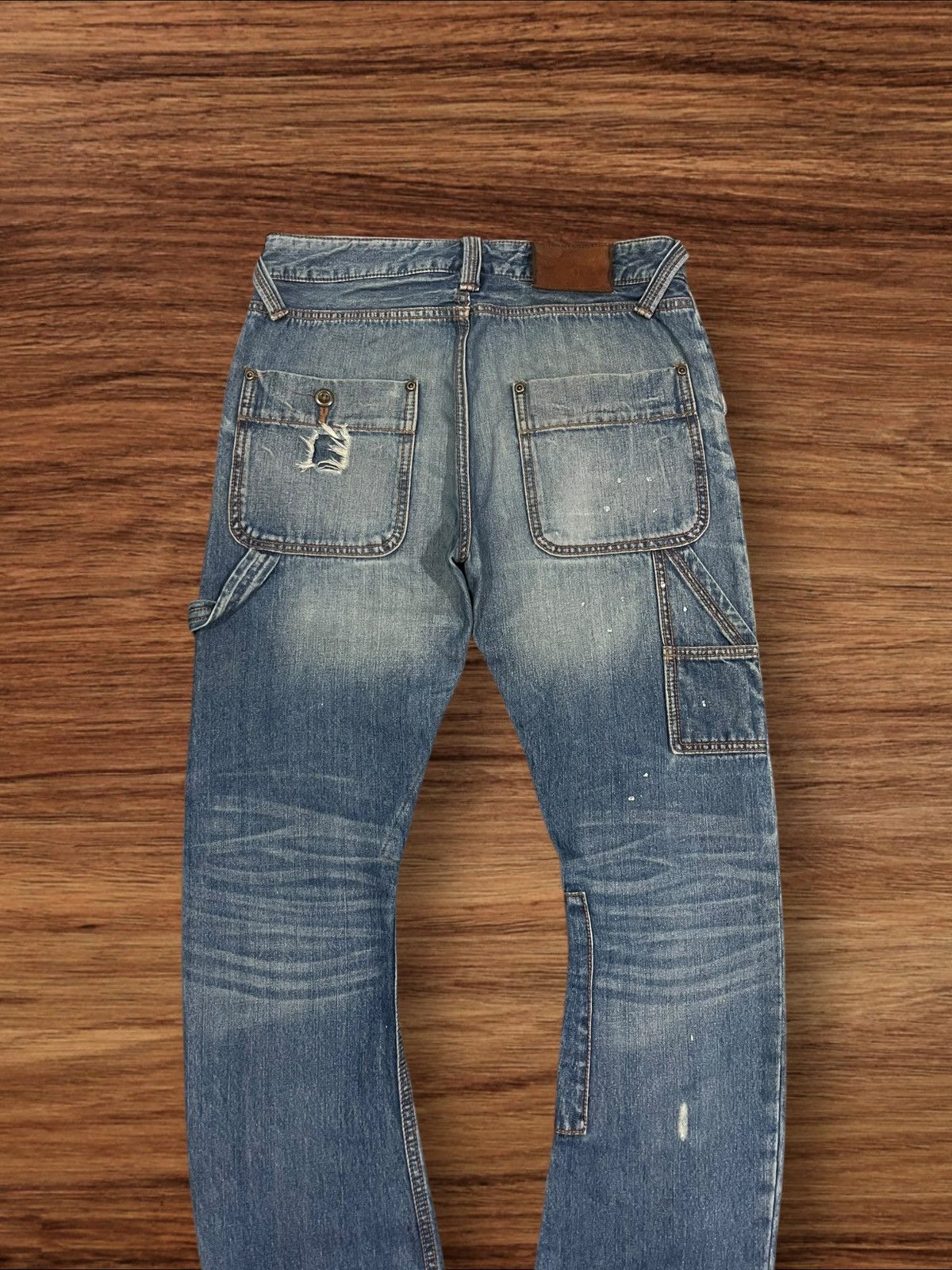 If Six Was Nine × Japanese Brand × Le Grande Bleu (L.G.B.) Burnout Social Sculpture Damaged Carpenter Cracked Leg Jeans Size US 30 / EU 46 - 5 Thumbnail