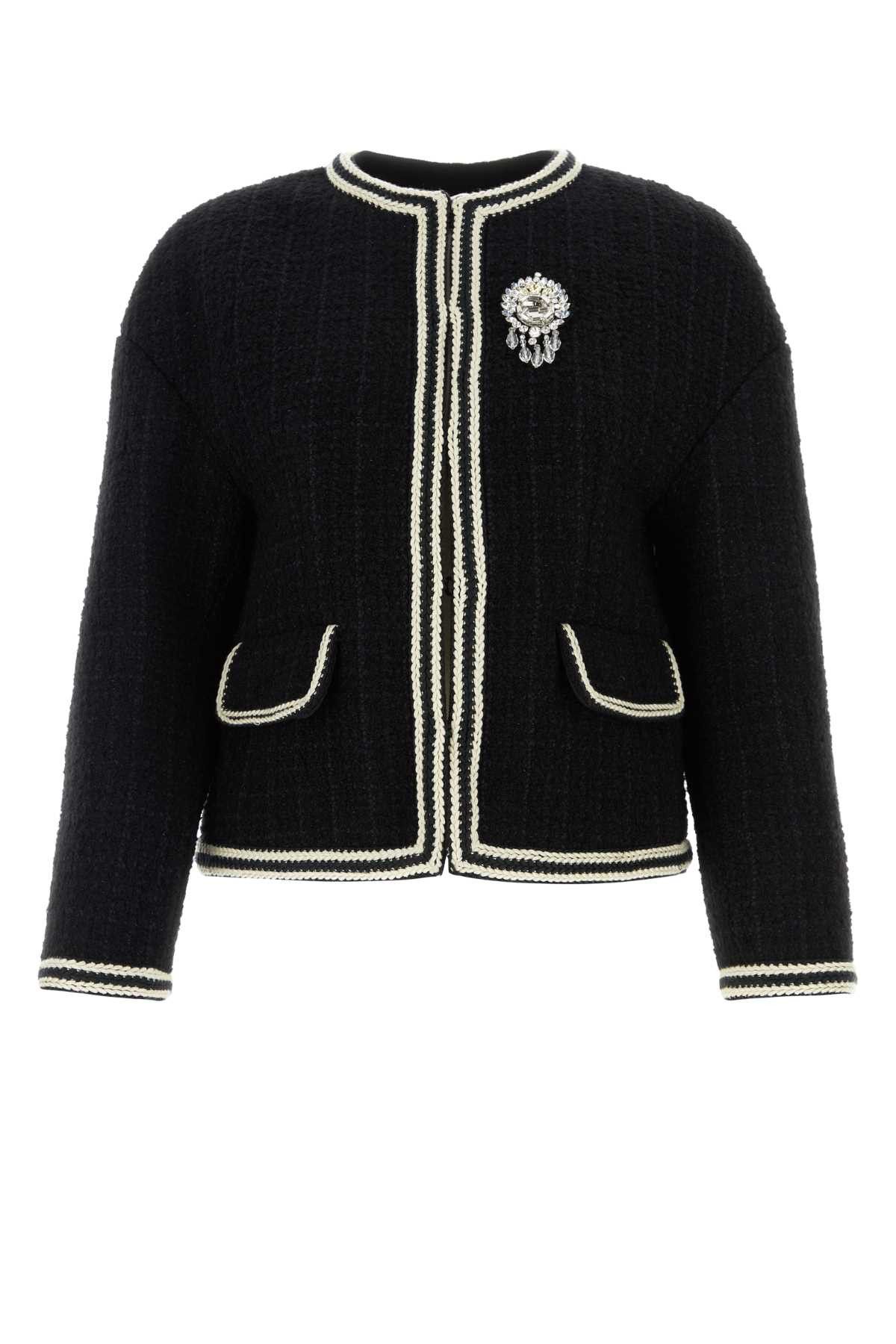 image of Gucci Black Tweed Blazer, Women's (Size Large)
