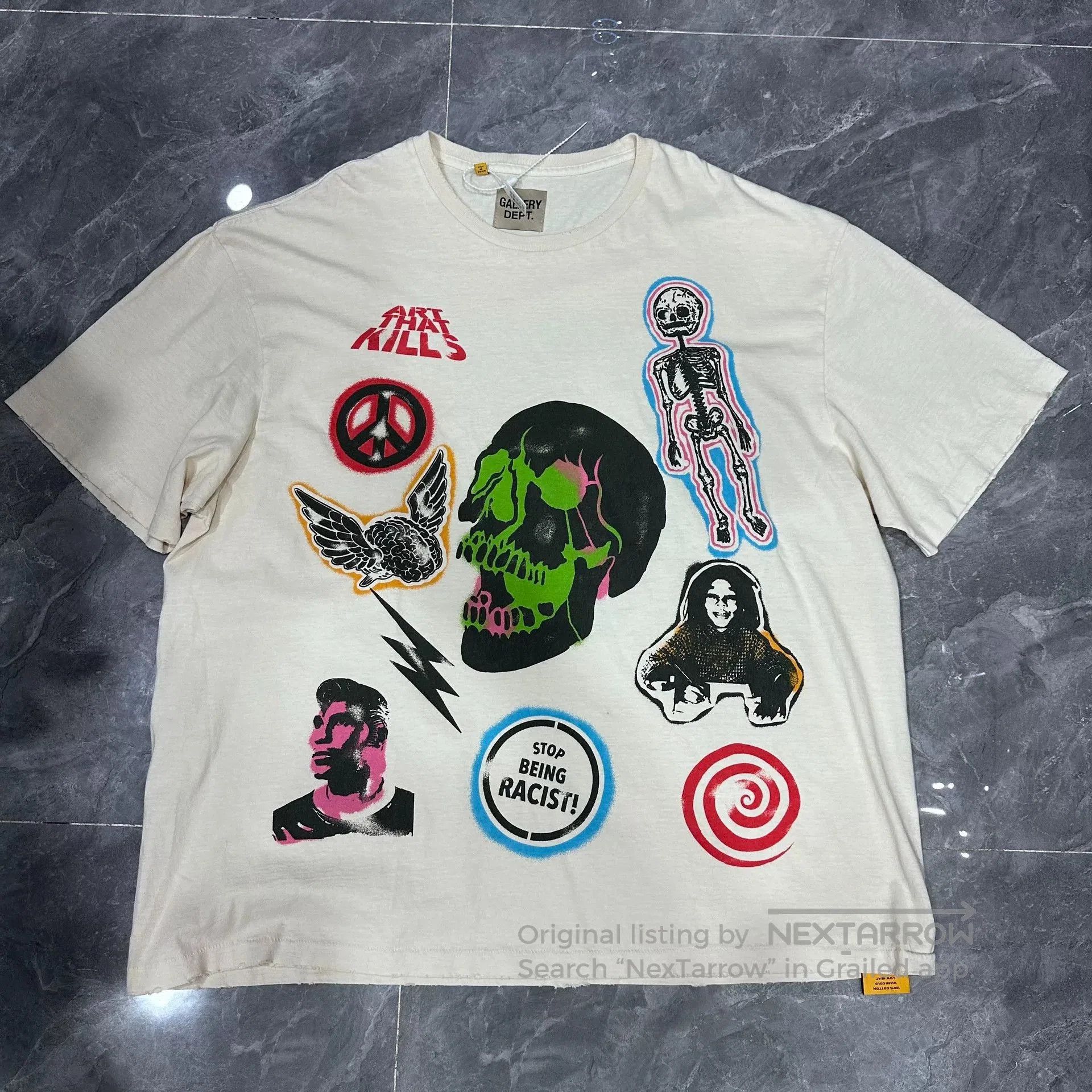 Gallery Dept Virus Skull Distressed Short Sleeve.