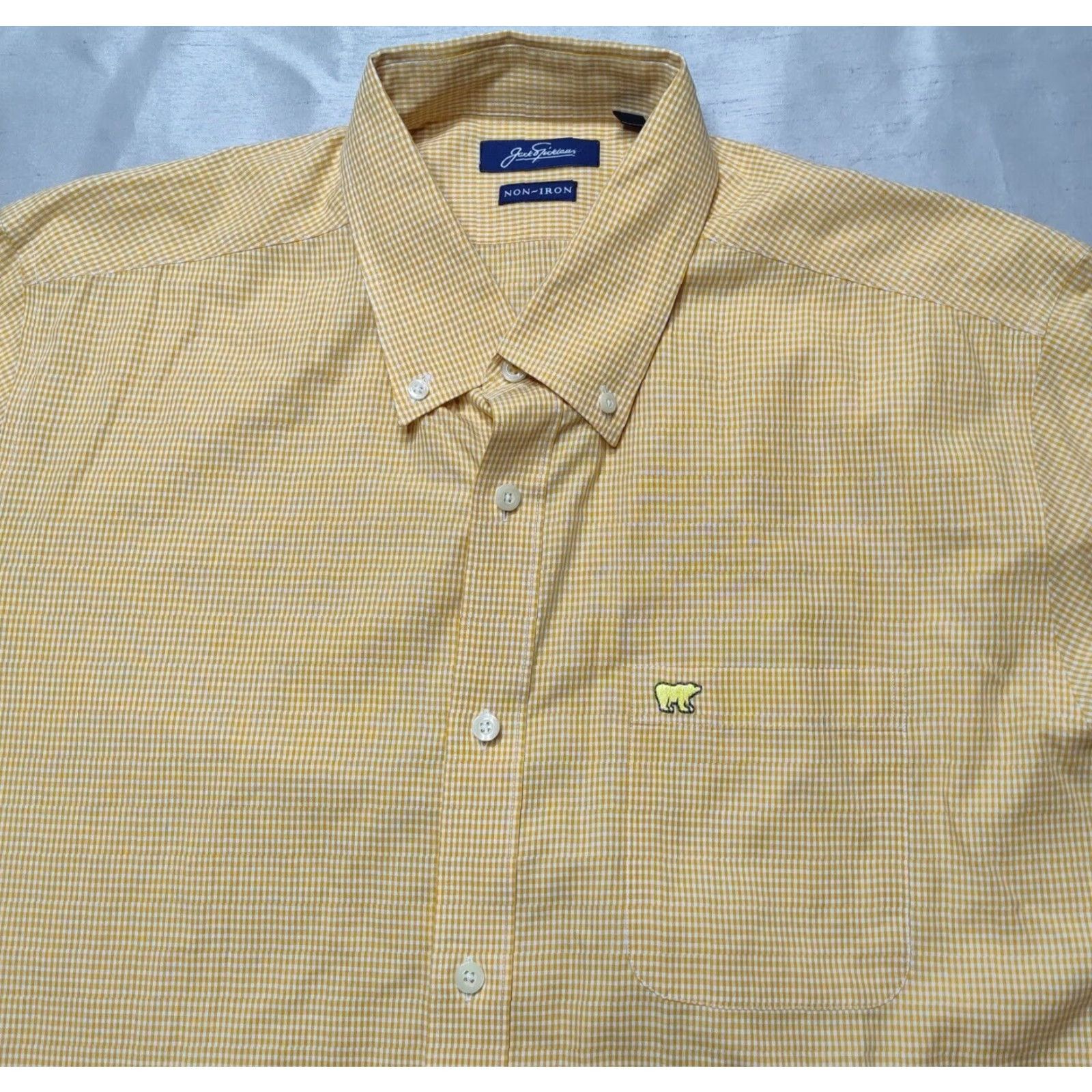 Vintage JACK NICKLAUS THE JAKE NON-IRON Men Large Orange GINGHAM Check Button Shirt EUC Size US L / EU 52-54 / 3 - 4 Thumbnail